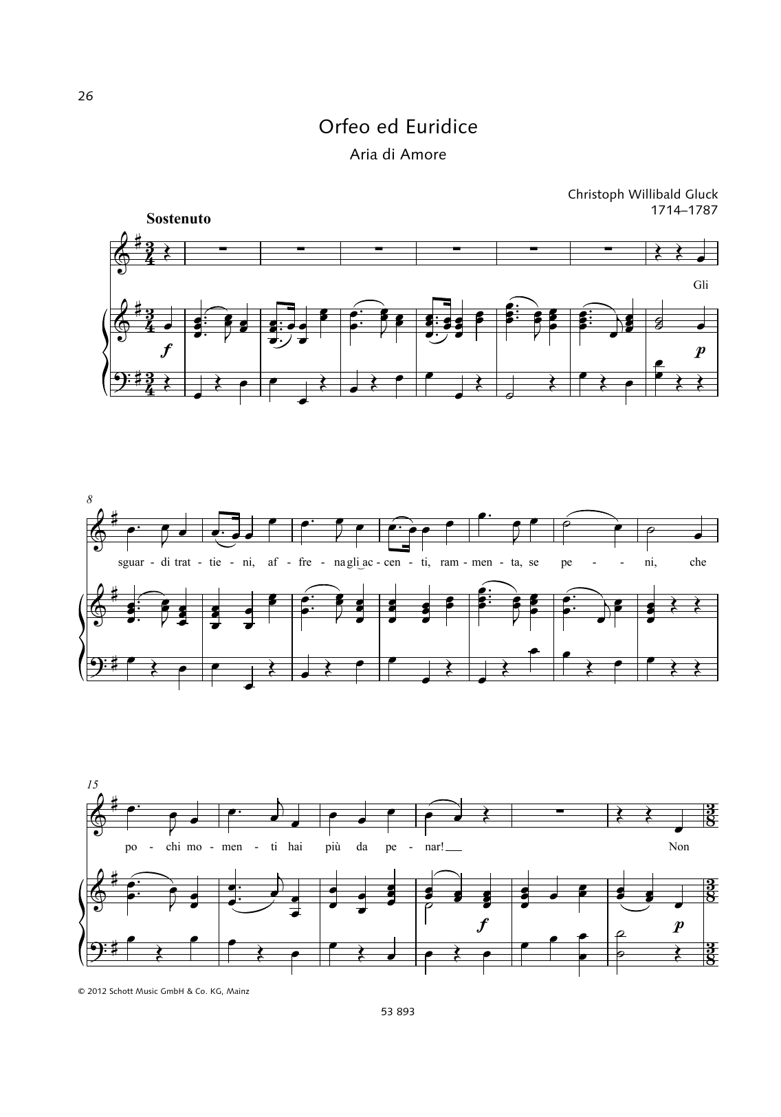 Download Christoph Willibald Gluck Gli Sguardi Trattieni Sheet Music