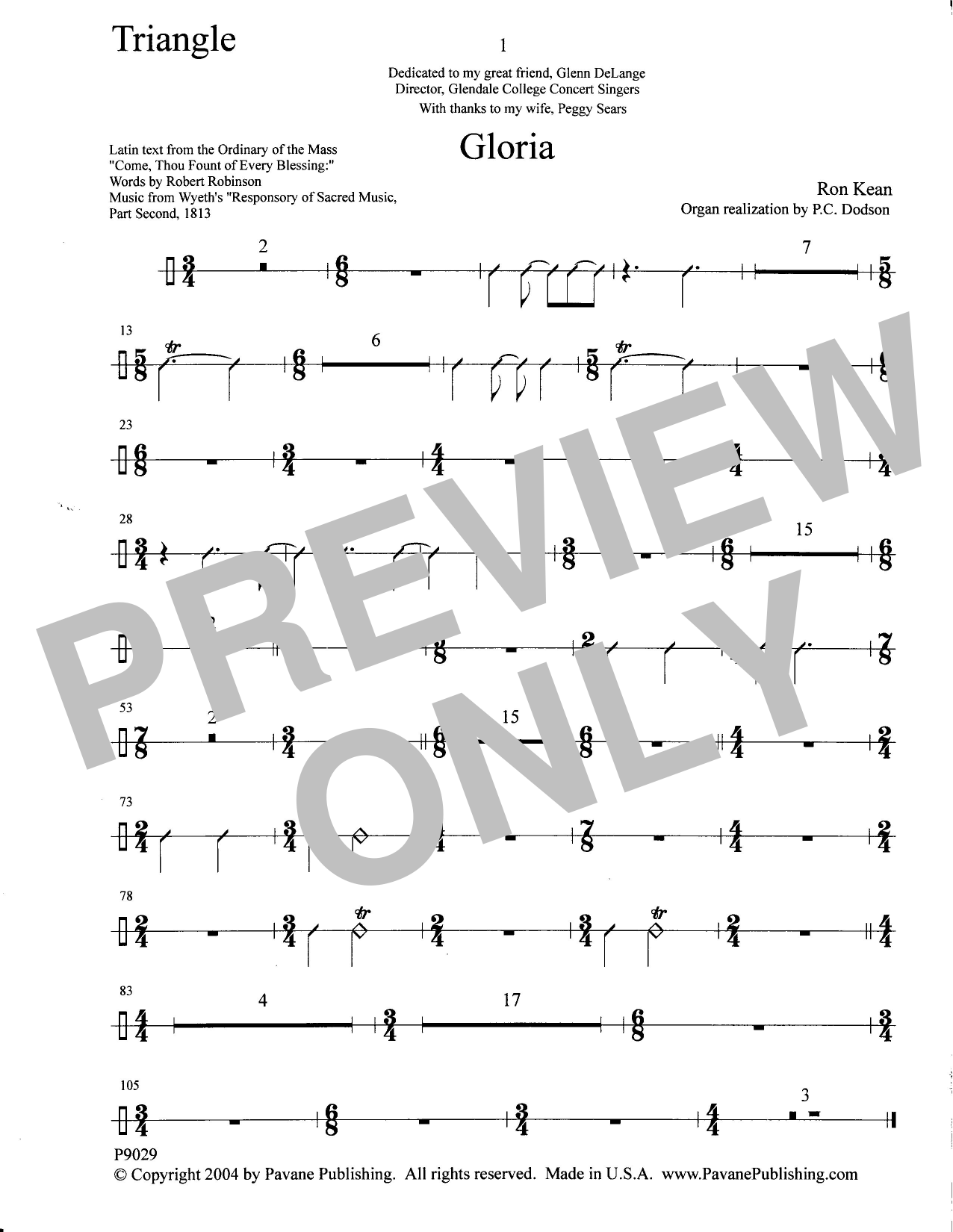 Download Ron Kean Gloria - Triangle Sheet Music