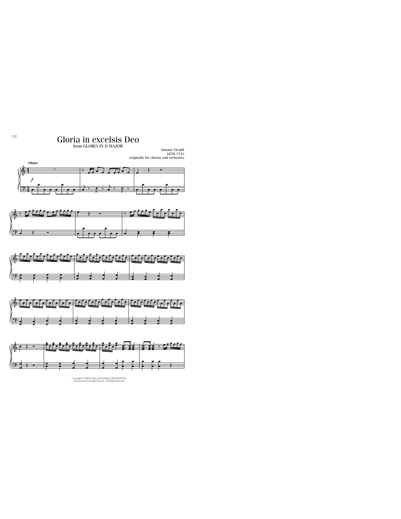 Antonio Vivaldi Gloria In Excelsis sheet music notes printable PDF score