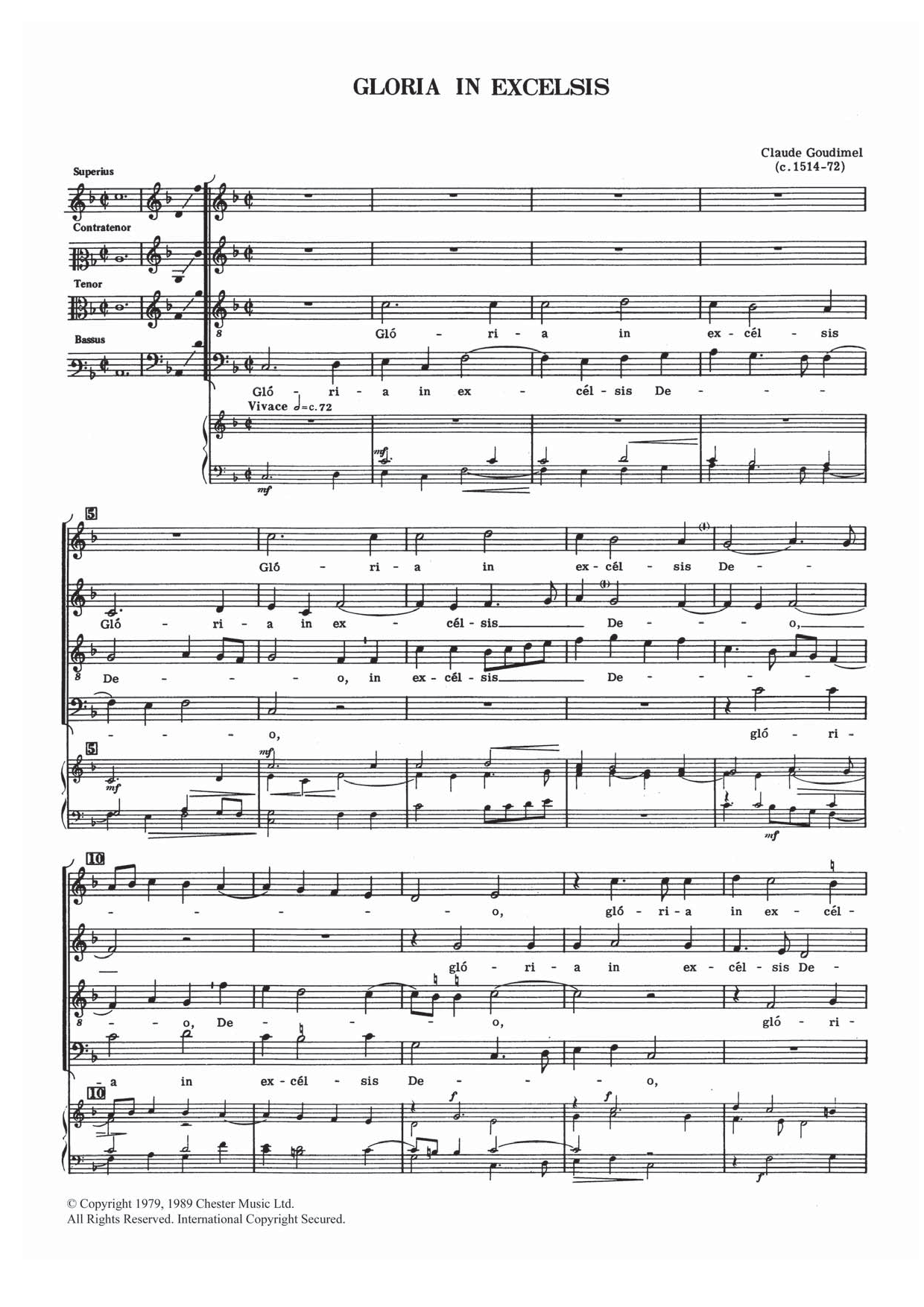 Download Claude Goudimel Gloria In Excelsis Sheet Music