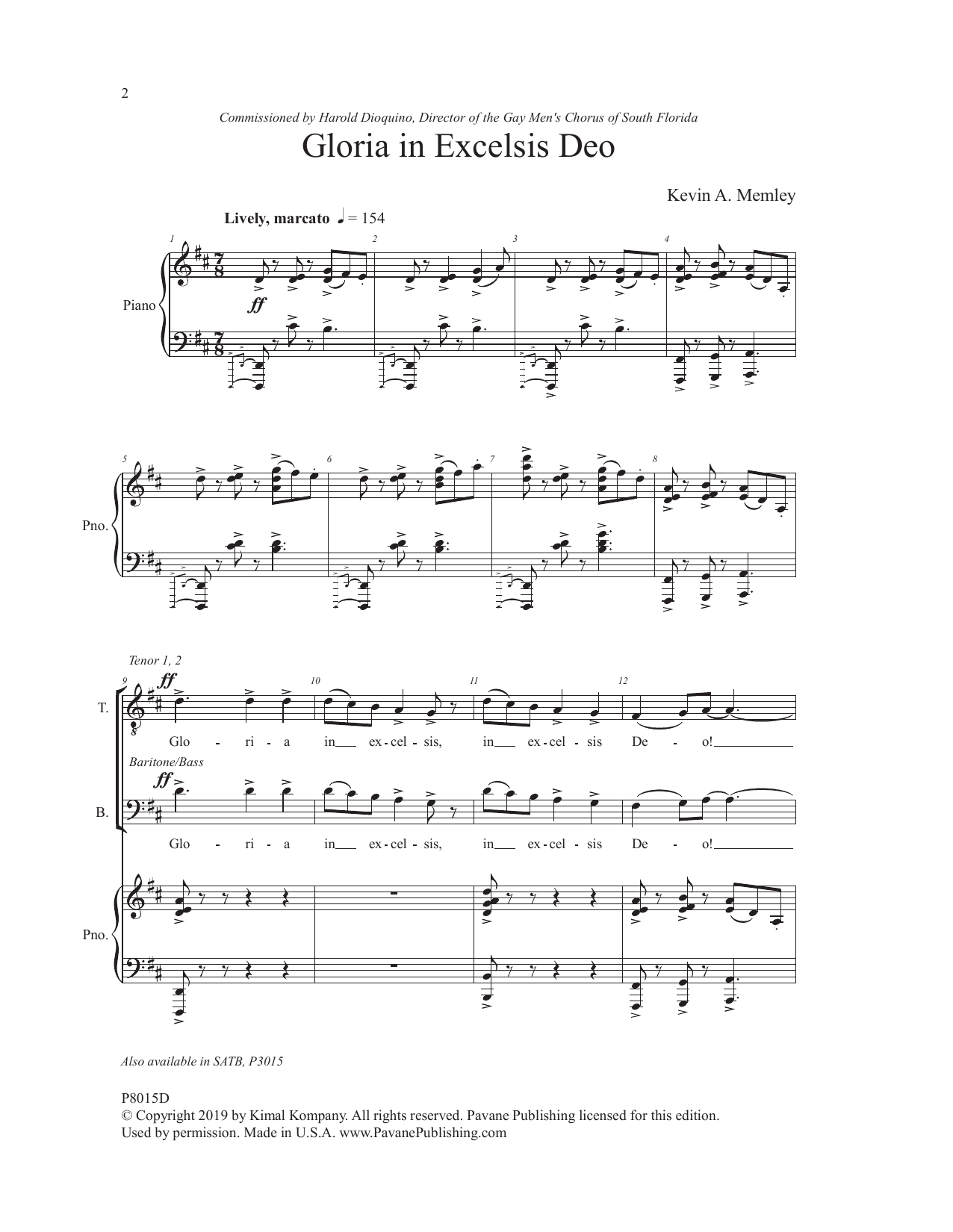 Download Kevin Memley Gloria In Excelsis Deo Sheet Music