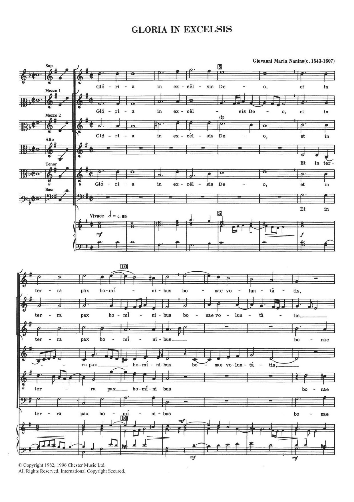 Download Giovanni Maria Nanino Gloria In Excelsis Sheet Music