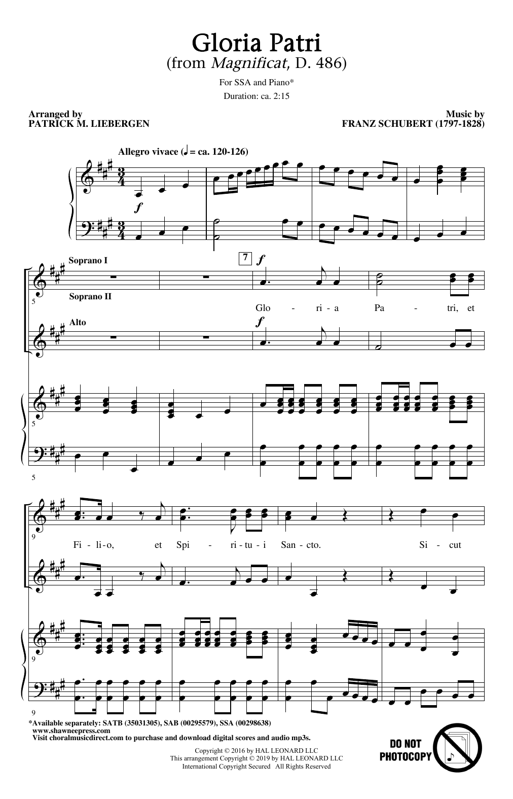 Download Franz Schubert Gloria Patri (from Magnificat, D. 486) Sheet Music