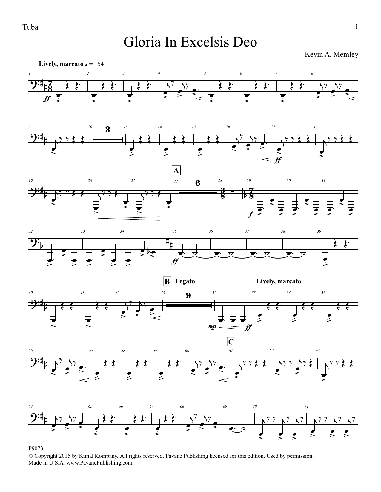 Download Kevin A. Memley Gloria in Excelsis Deo - Tuba Sheet Music