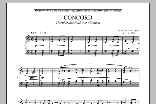 Download Benjamin Britten Gloriana, Choral Dance No. 2 (Concord) Sheet Music
