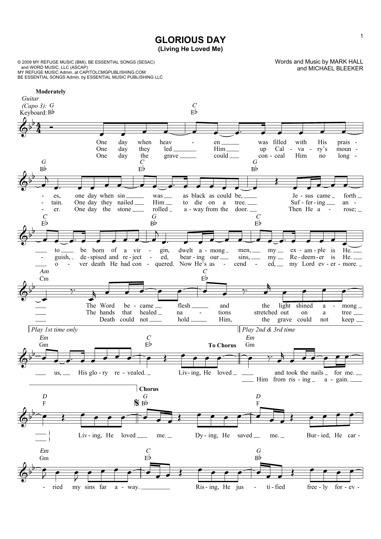 Download Casting Crowns Glorious Day (Living He Loved Me) Sheet Music