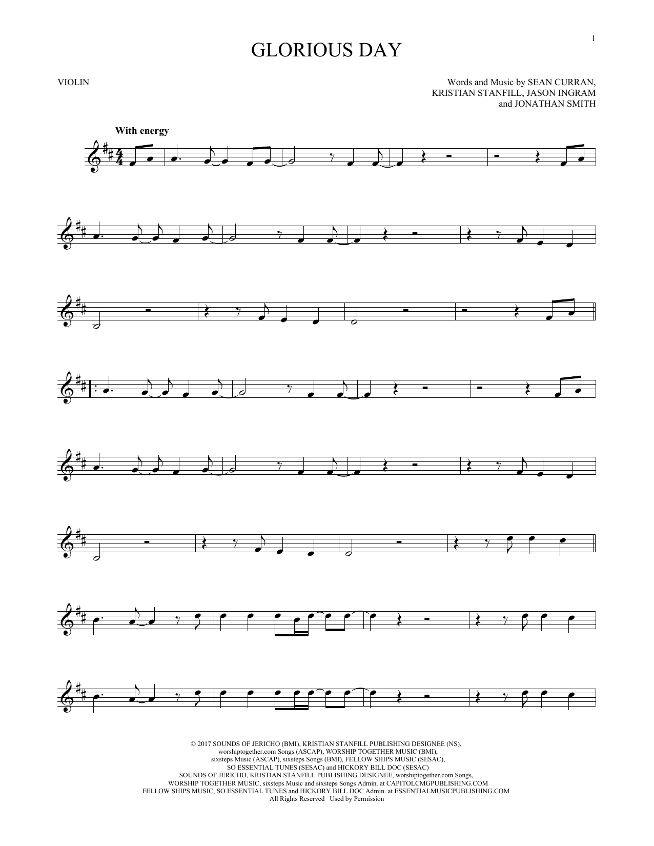 Passion & Kristian Stanfill Glorious Day sheet music notes printable PDF score