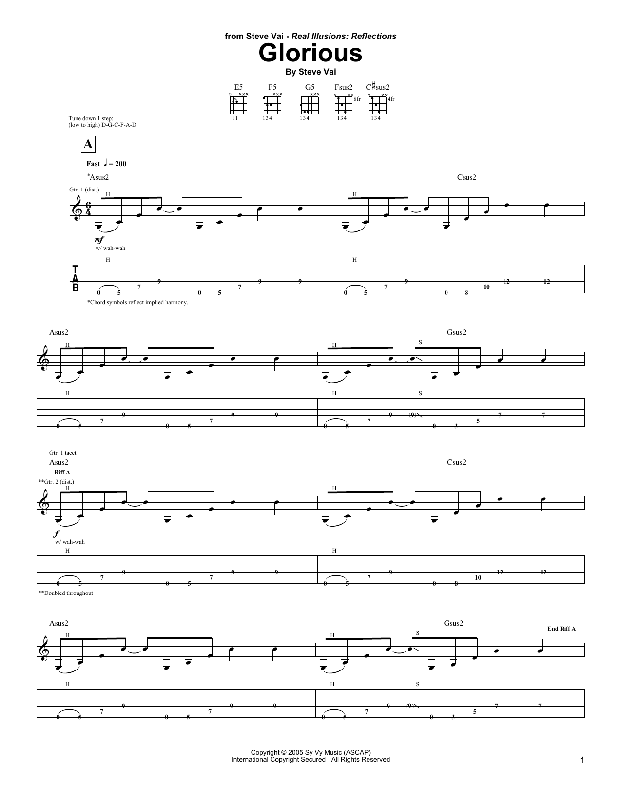 Download Steve Vai Glorious Sheet Music