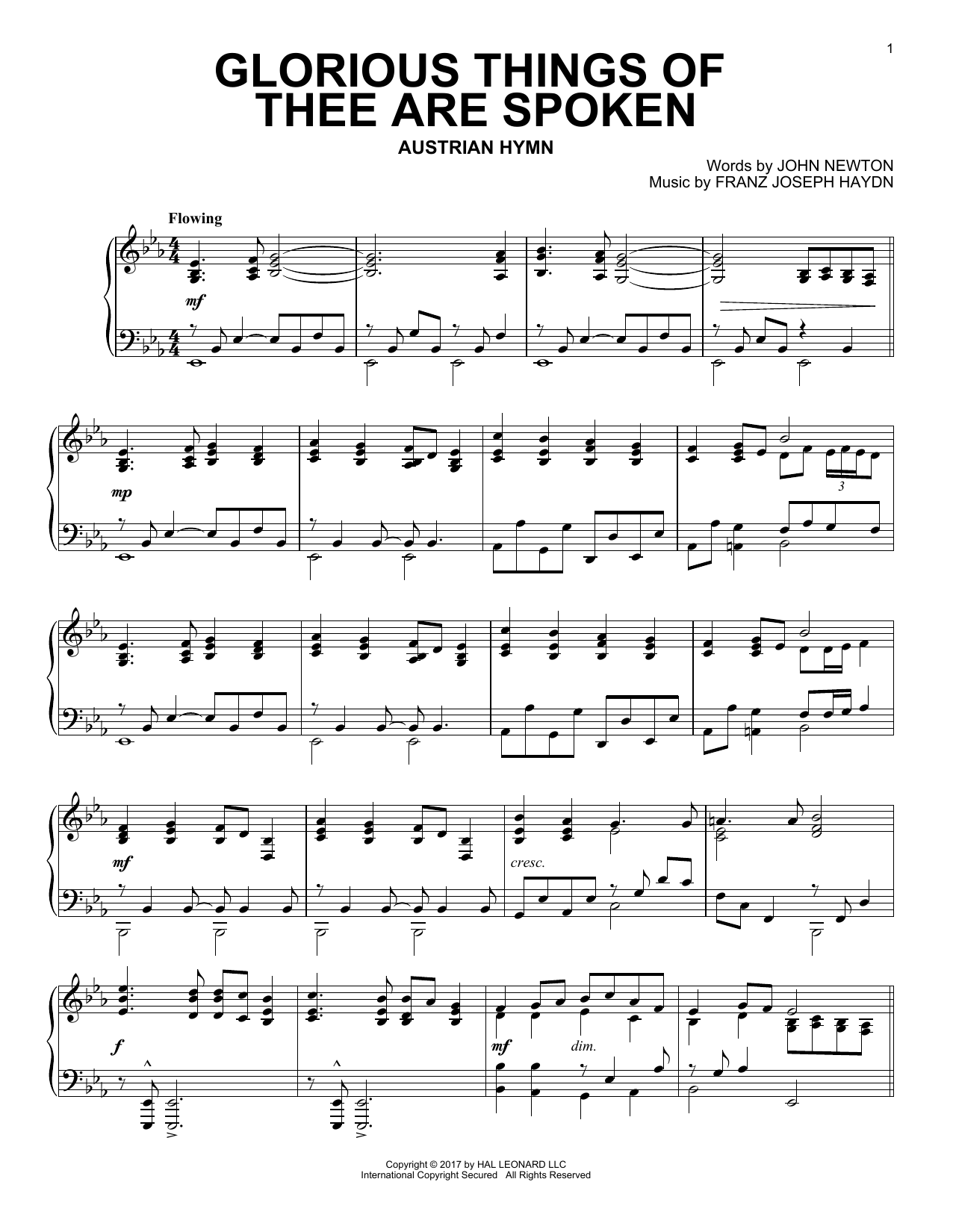 Download Franz Joseph Haydn Glorious Things Of Thee Are Spoken Sheet Music