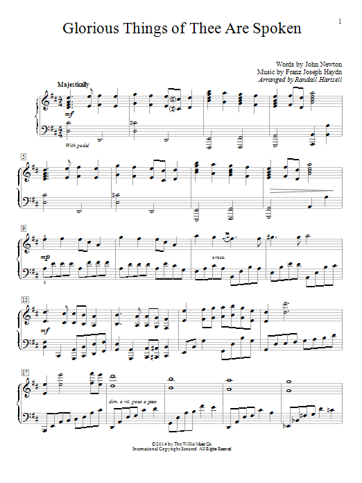 Download Randall Hartsell Glorious Things Of Thee Are Spoken Sheet Music