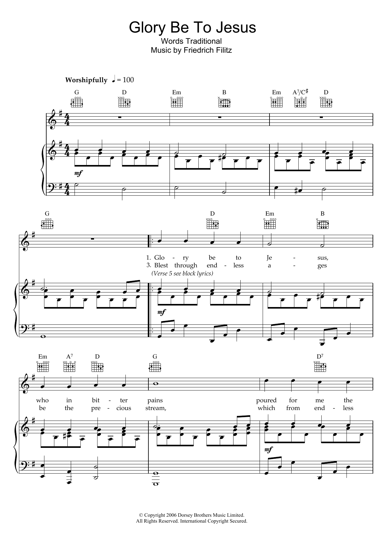 Download Traditional Glory Be To Jesus Sheet Music