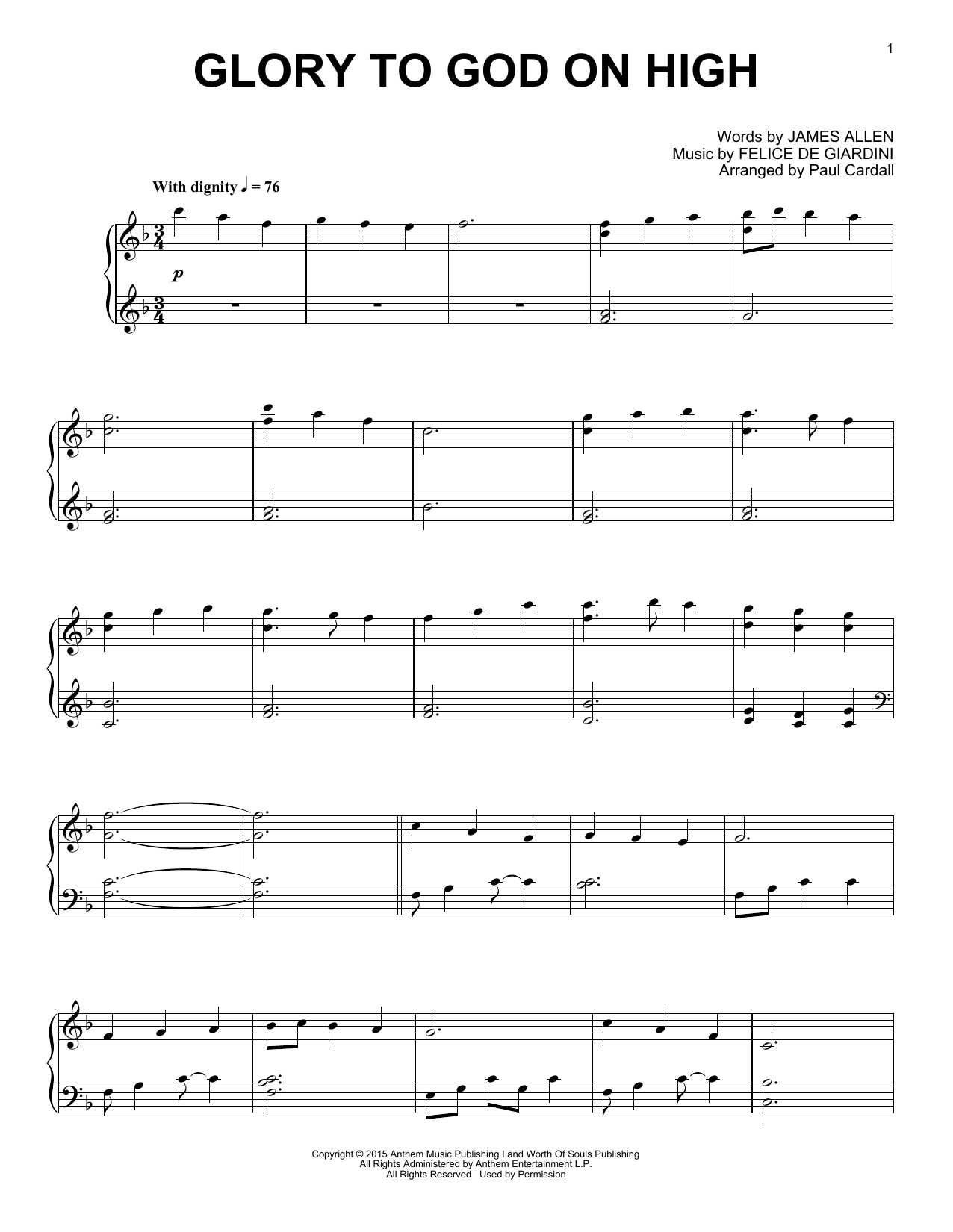 Download Paul Cardall Glory To God On High Sheet Music
