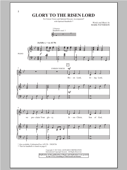 Download Mark Patterson Glory To the Risen Lord Sheet Music