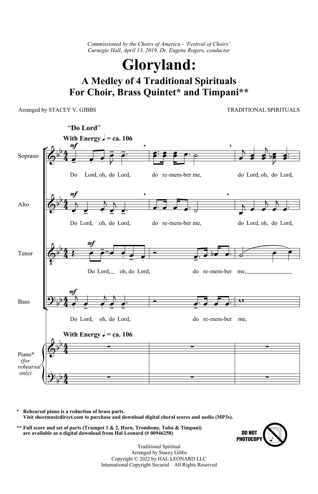 Download Stacey V. Gibbs Gloryland: A Medley of Four Traditional Sheet Music