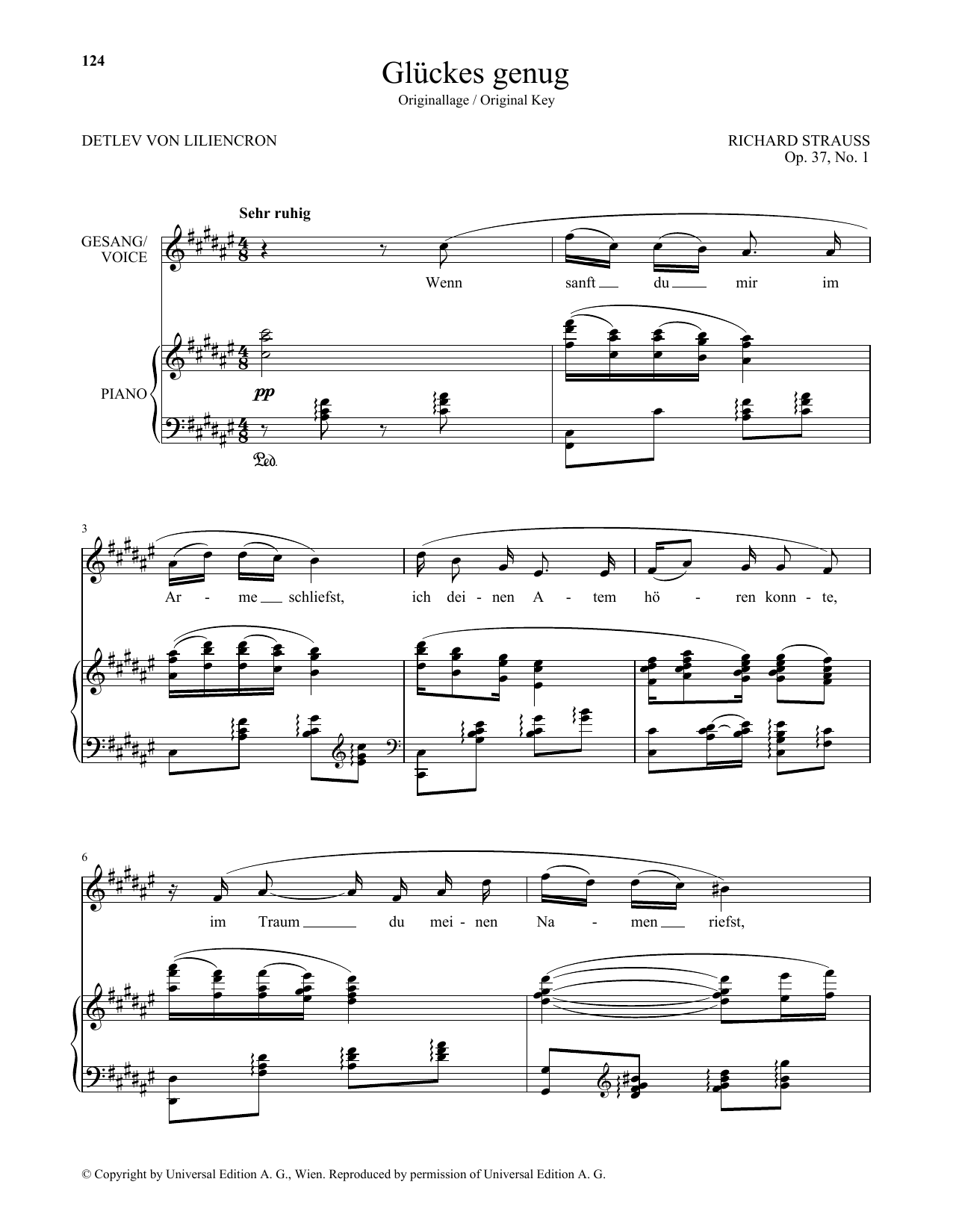 Download Richard Strauss Gluckes Genug (High Voice) Sheet Music
