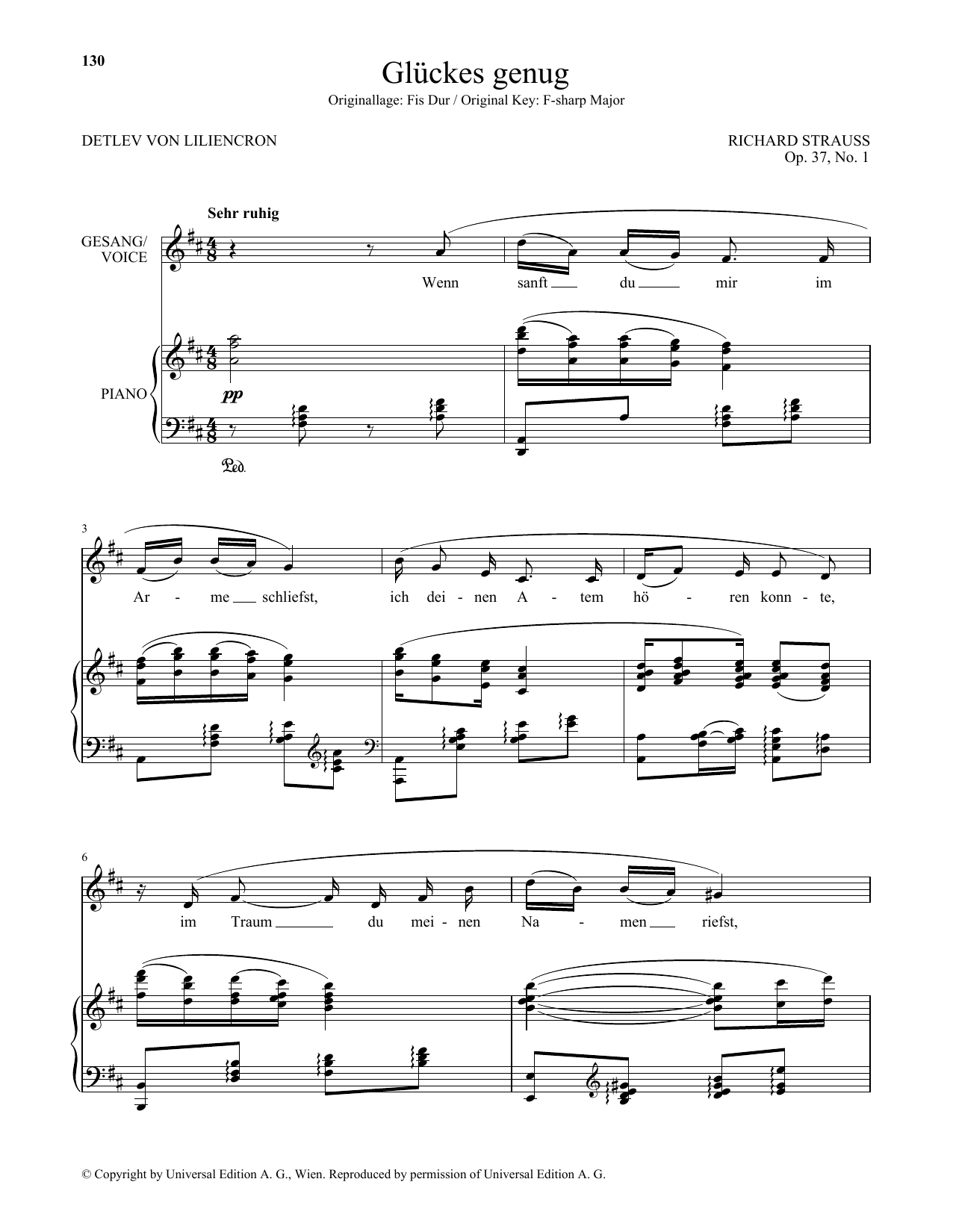 Download Richard Strauss Gluckes Genug (Low Voice) Sheet Music