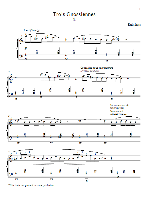 Download Erik Satie Gnossienne No. 3 Sheet Music