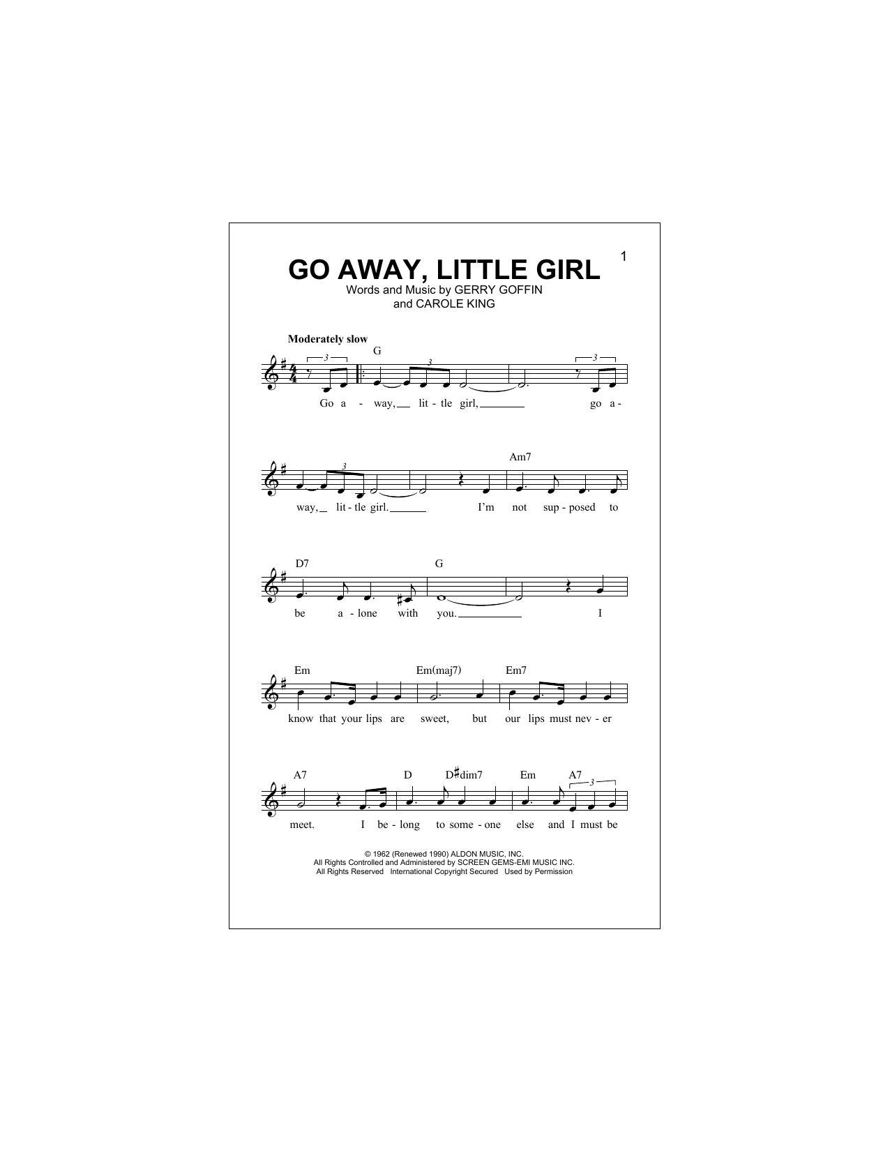 Download Donny Osmond Go Away, Little Girl Sheet Music