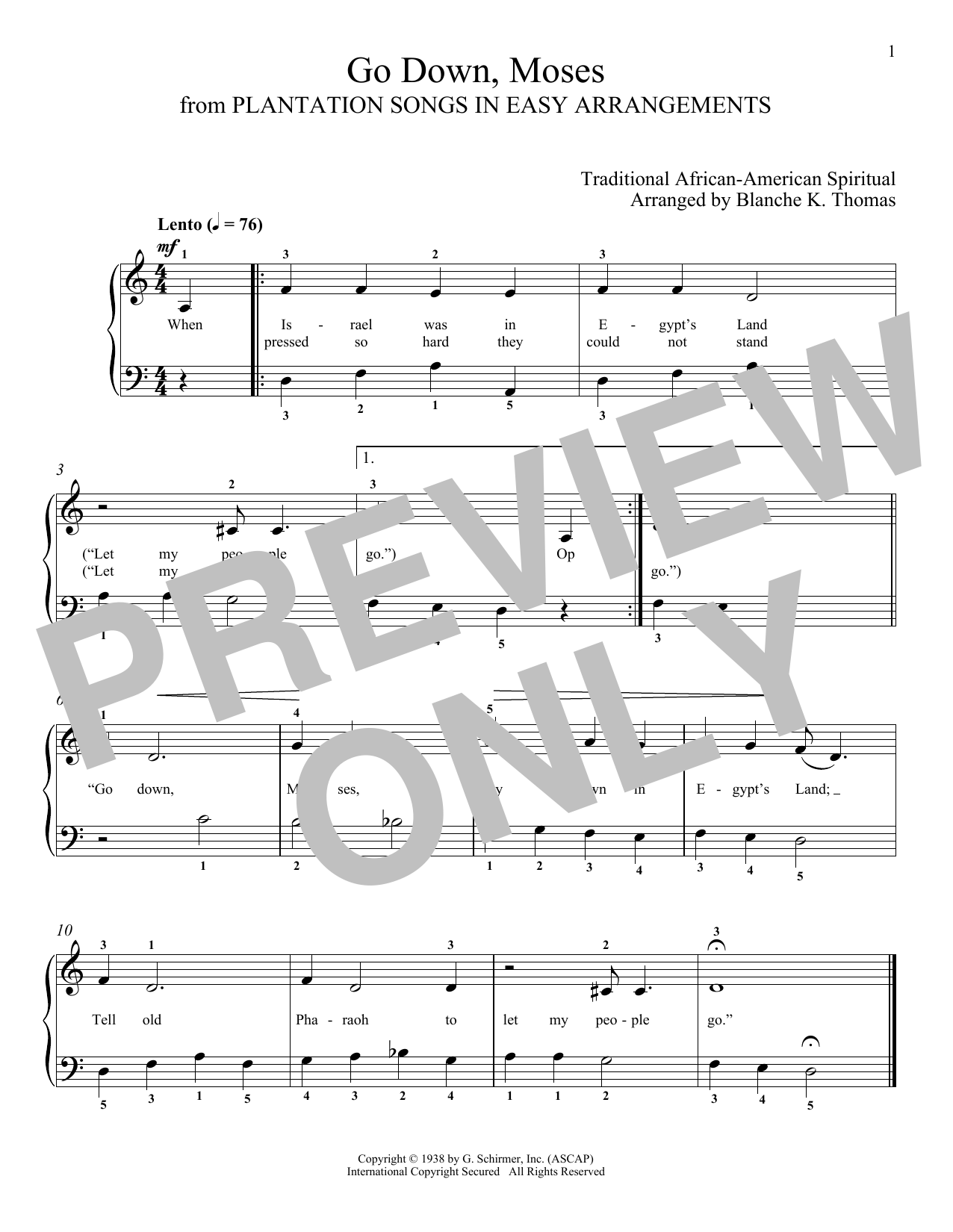 Download African-American Spiritual Go Down, Moses Sheet Music