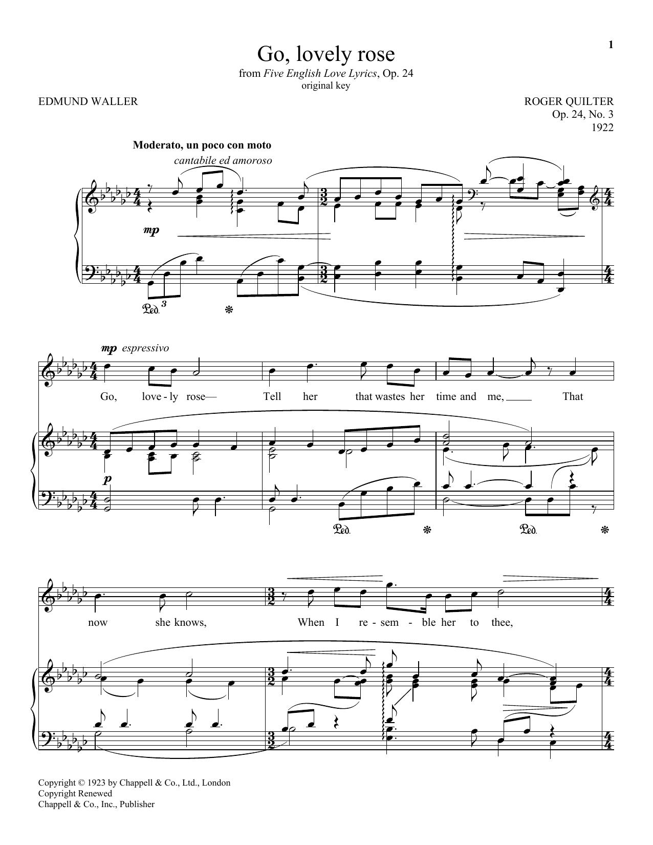Download Edmund Waller Go, Lovely Rose (Quilter) Sheet Music
