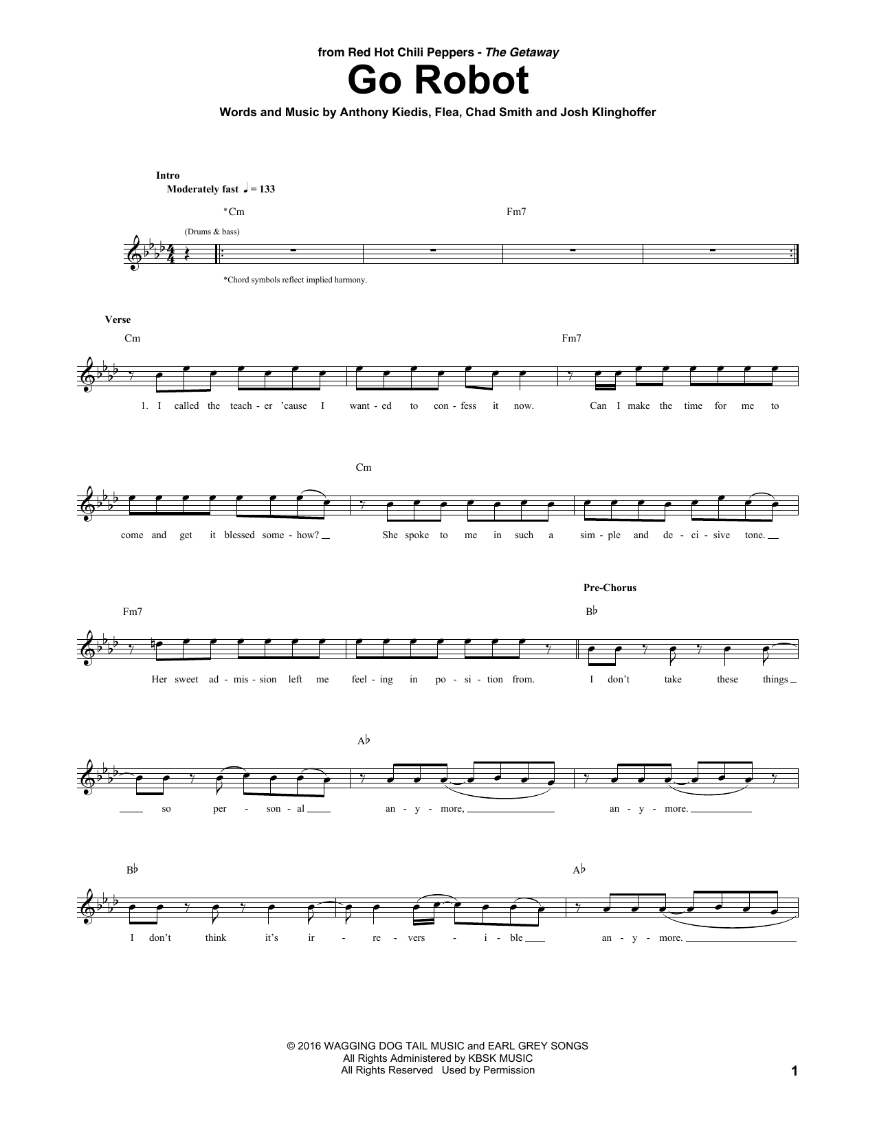 Download Red Hot Chili Peppers Go Robot Sheet Music
