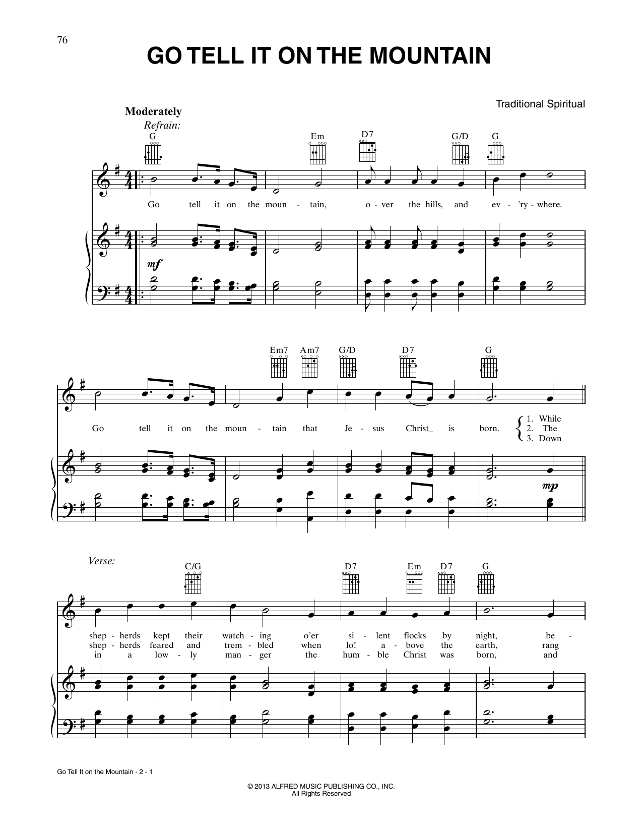 Download African-American Spiritual Go, Tell It On The Mountain Sheet Music