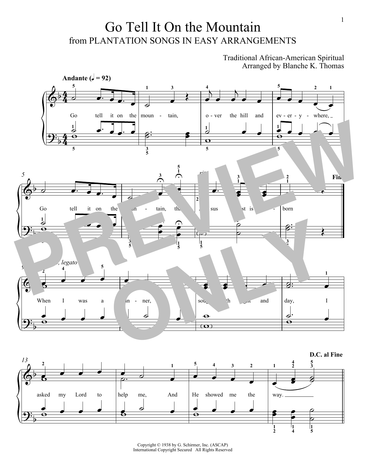 Download African-American Spiritual Go Tell It On The Mountain Sheet Music