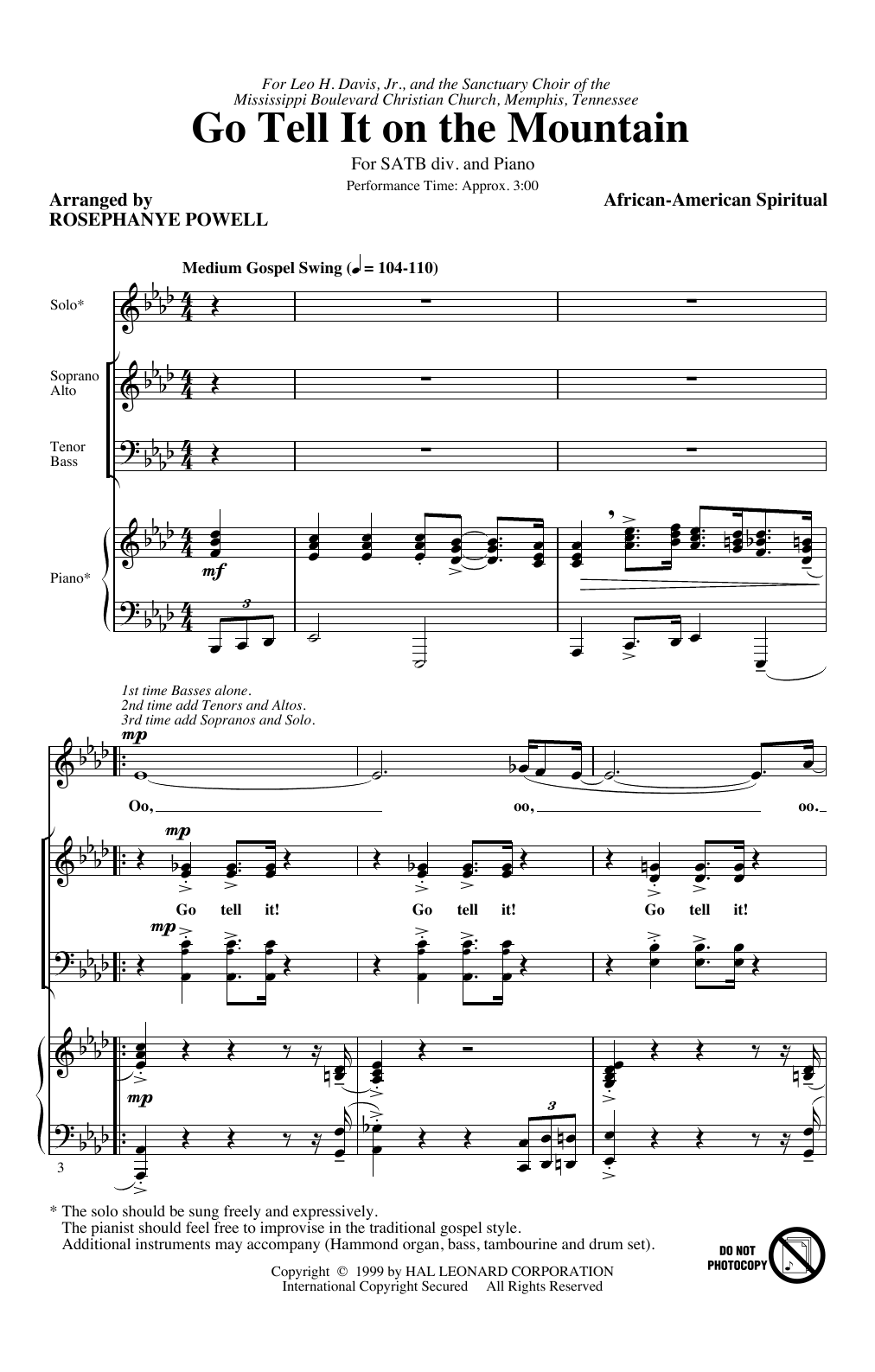 Download African-American Spiritual Go, Tell It On The Mountain (arr. Rosep Sheet Music