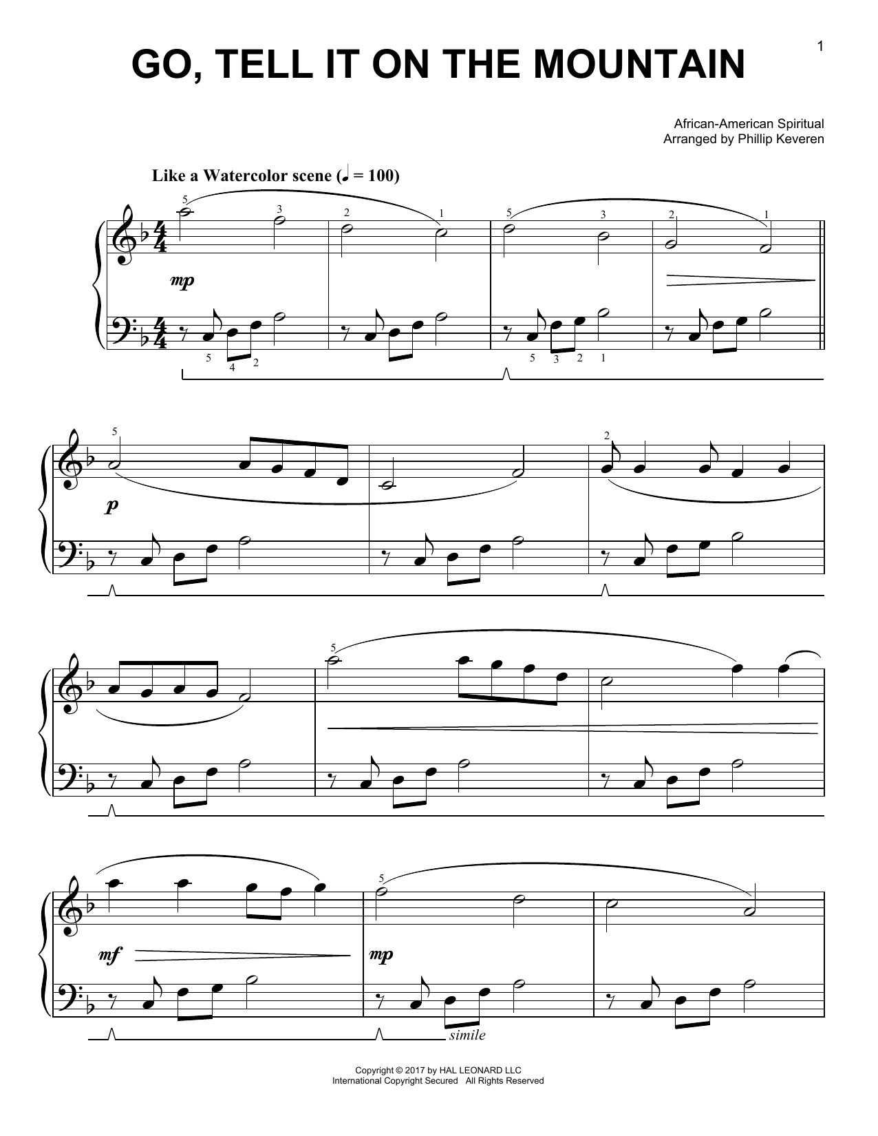 Download African-American Spiritual Go, Tell It On The Mountain [Classical Sheet Music