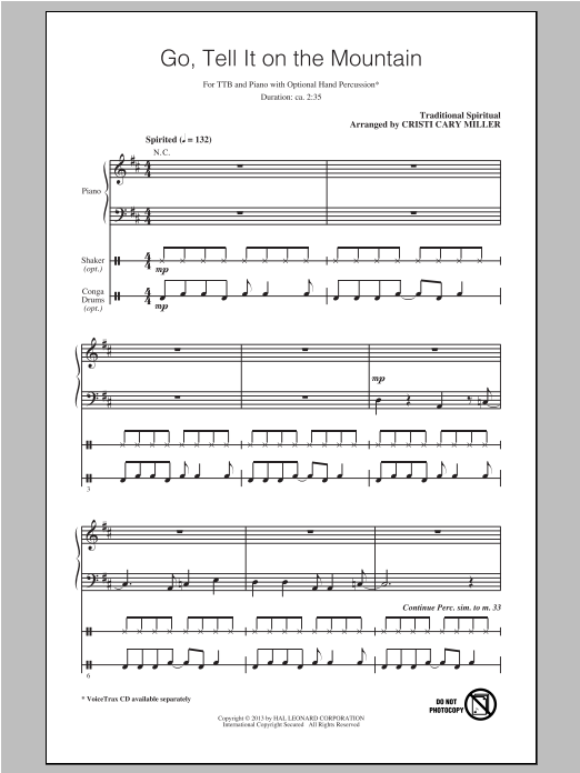 Download African-American Spiritual Go Tell It On The Mountain (arr. Cristi Sheet Music