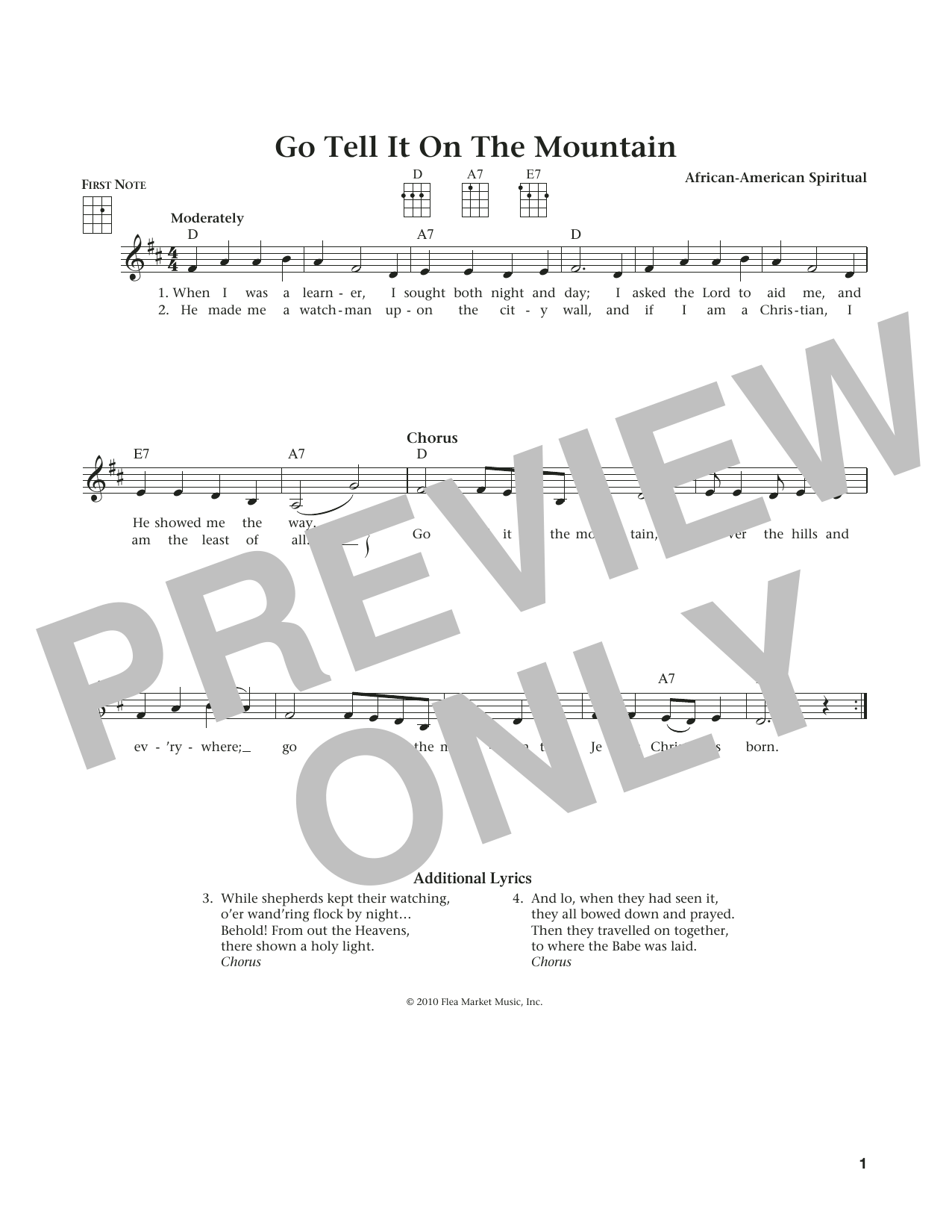 Download African-American Spiritual Go, Tell It On The Mountain (from The D Sheet Music