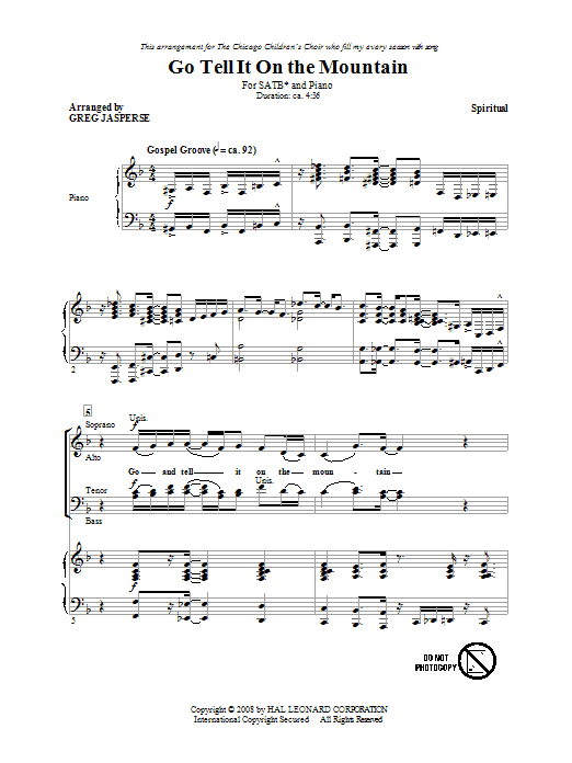 Download African-American Spiritual Go Tell It On The Mountain (arr. Greg J Sheet Music