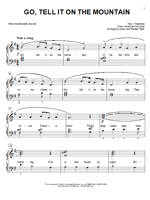 Download Nancy and Randall Faber Go, Tell It on the Mountain Sheet Music