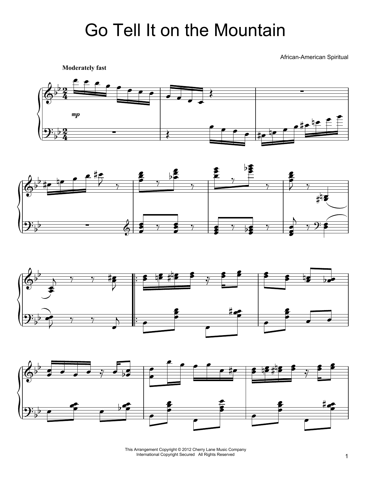 Download African-American Spiritual Go, Tell It On The Mountain Sheet Music