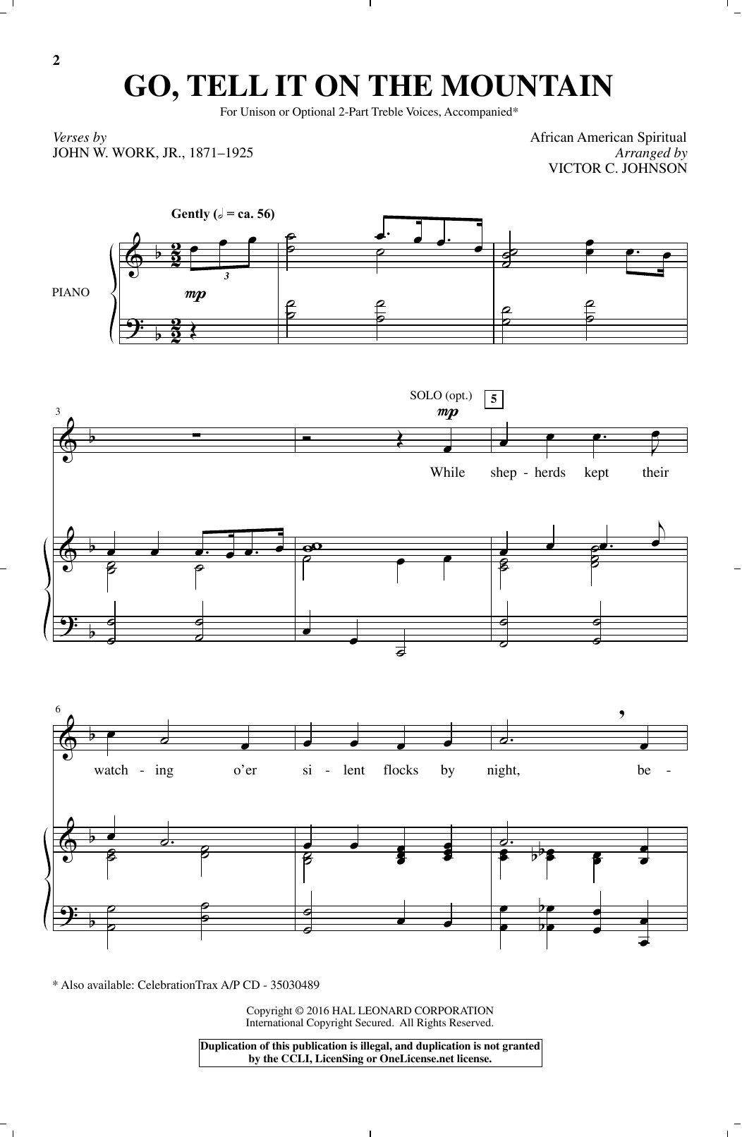 Download African-American Spiritual Go Tell It On The Mountain (arr. Victor Sheet Music
