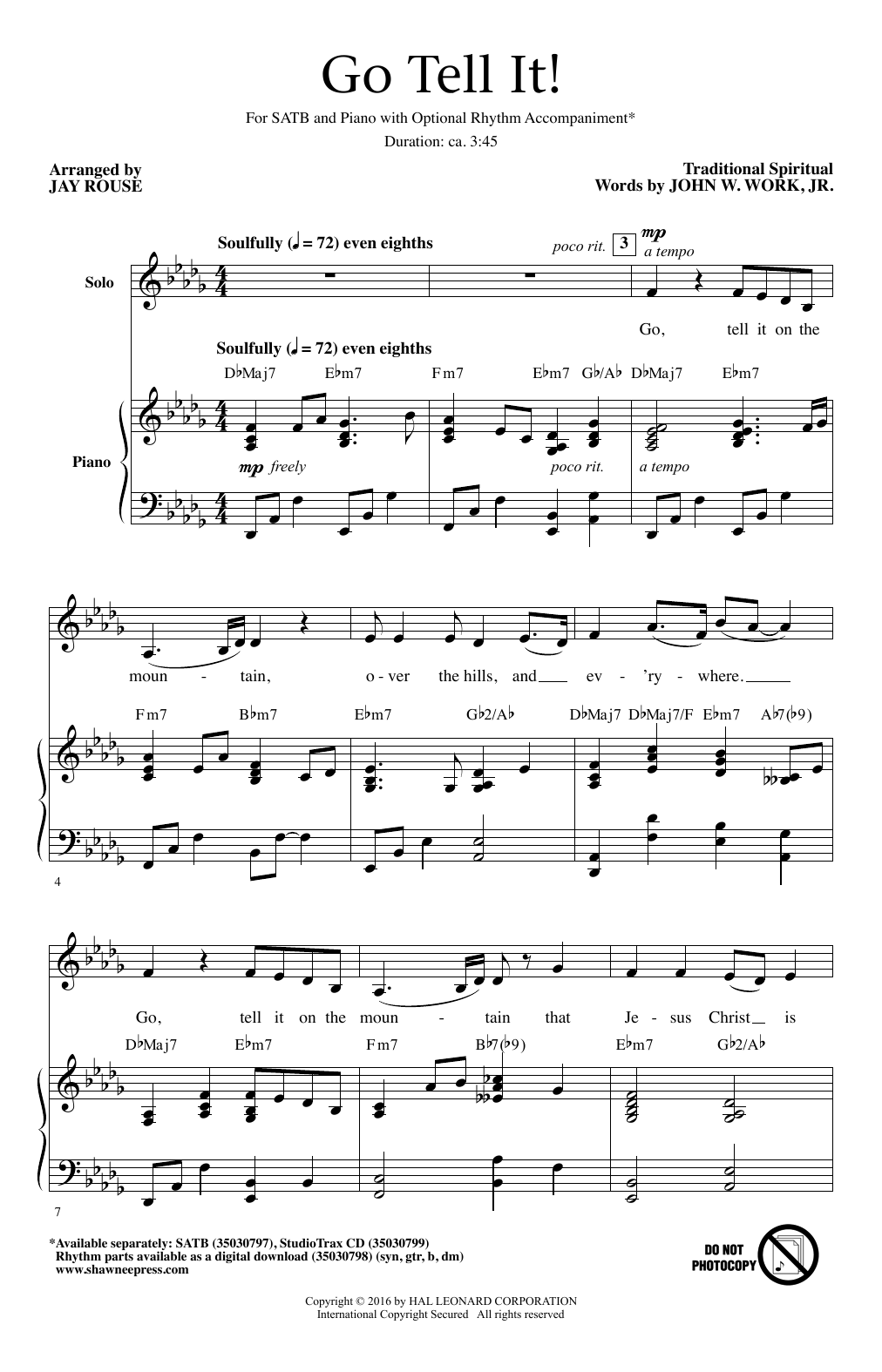 Download Traditional Spiritual Go Tell It! (arr. Jay Rouse) Sheet Music