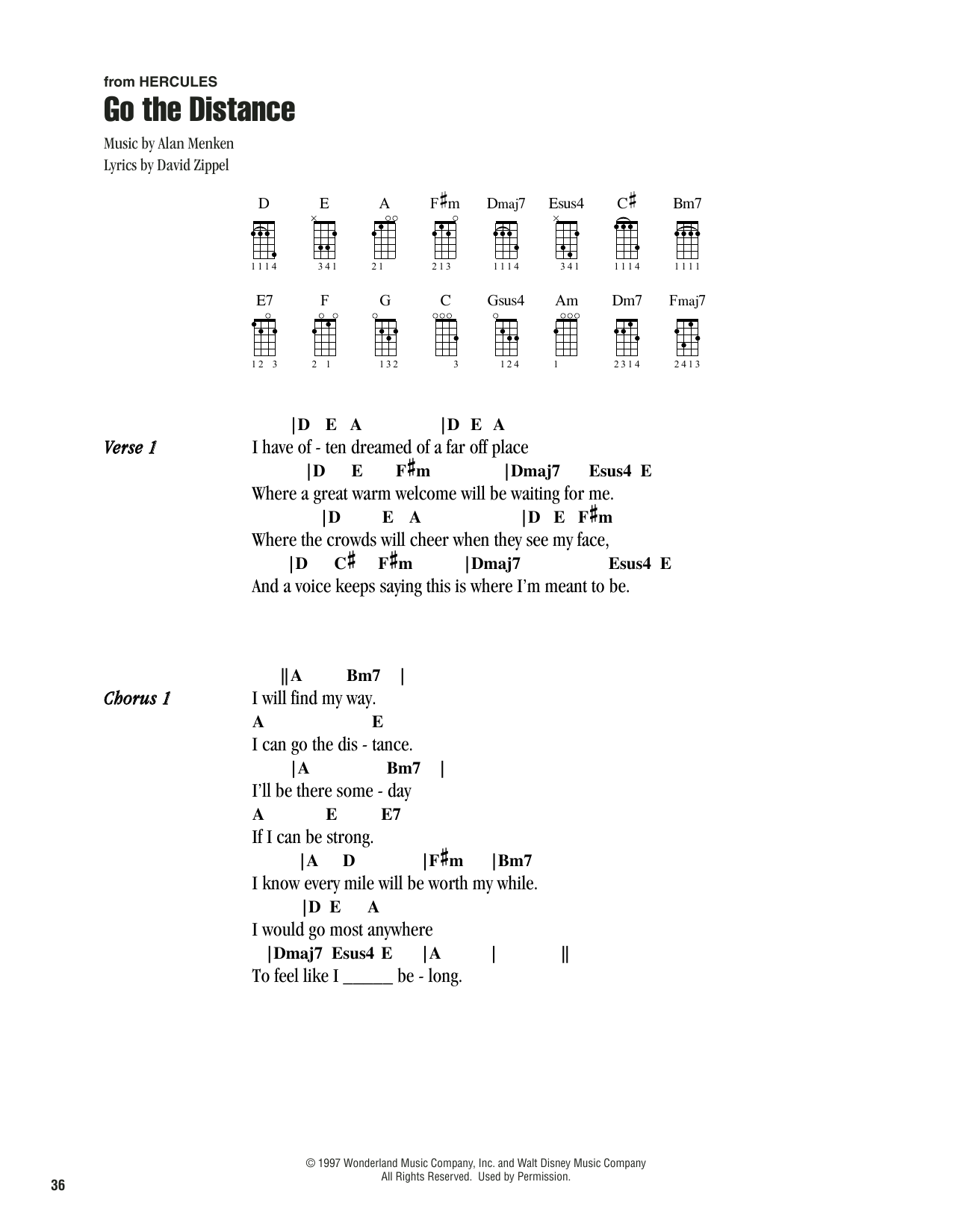 Alan Menken Go The Distance (from Hercules) sheet music notes printable PDF score