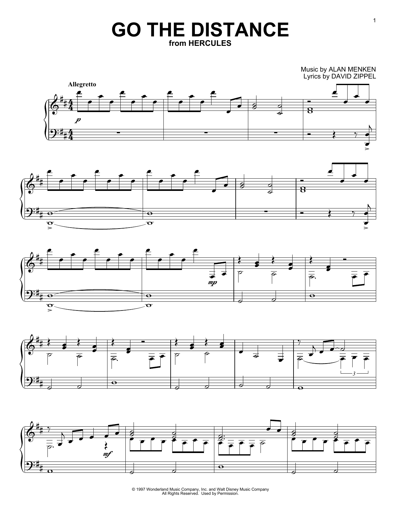 Download Alan Menken Go The Distance (from Hercules) [Classi Sheet Music
