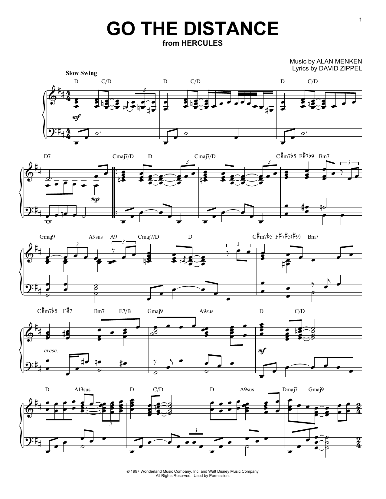 Download Michael Bolton Go The Distance [Jazz version] (from Di Sheet Music
