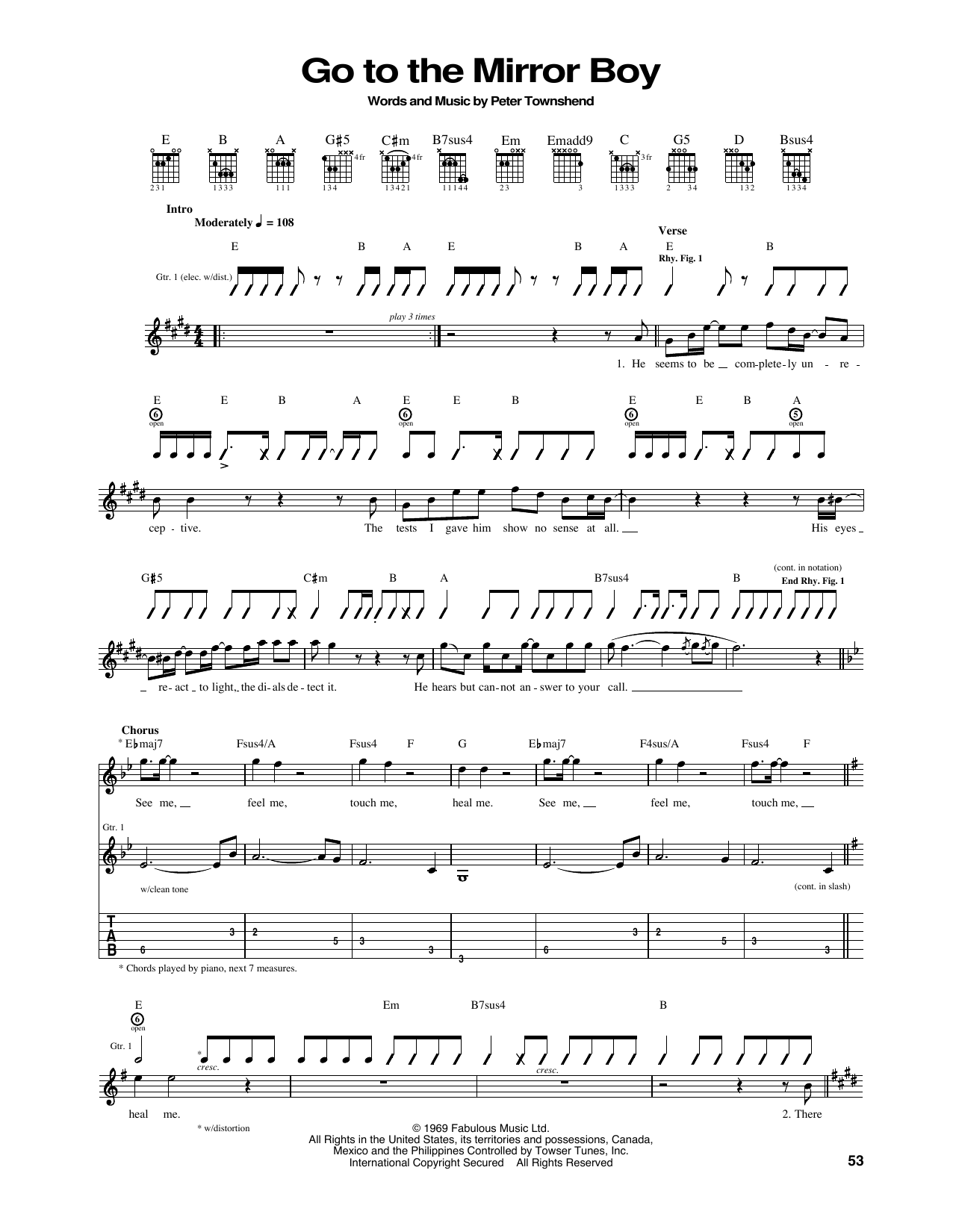 Download The Who Go To The Mirror Boy Sheet Music