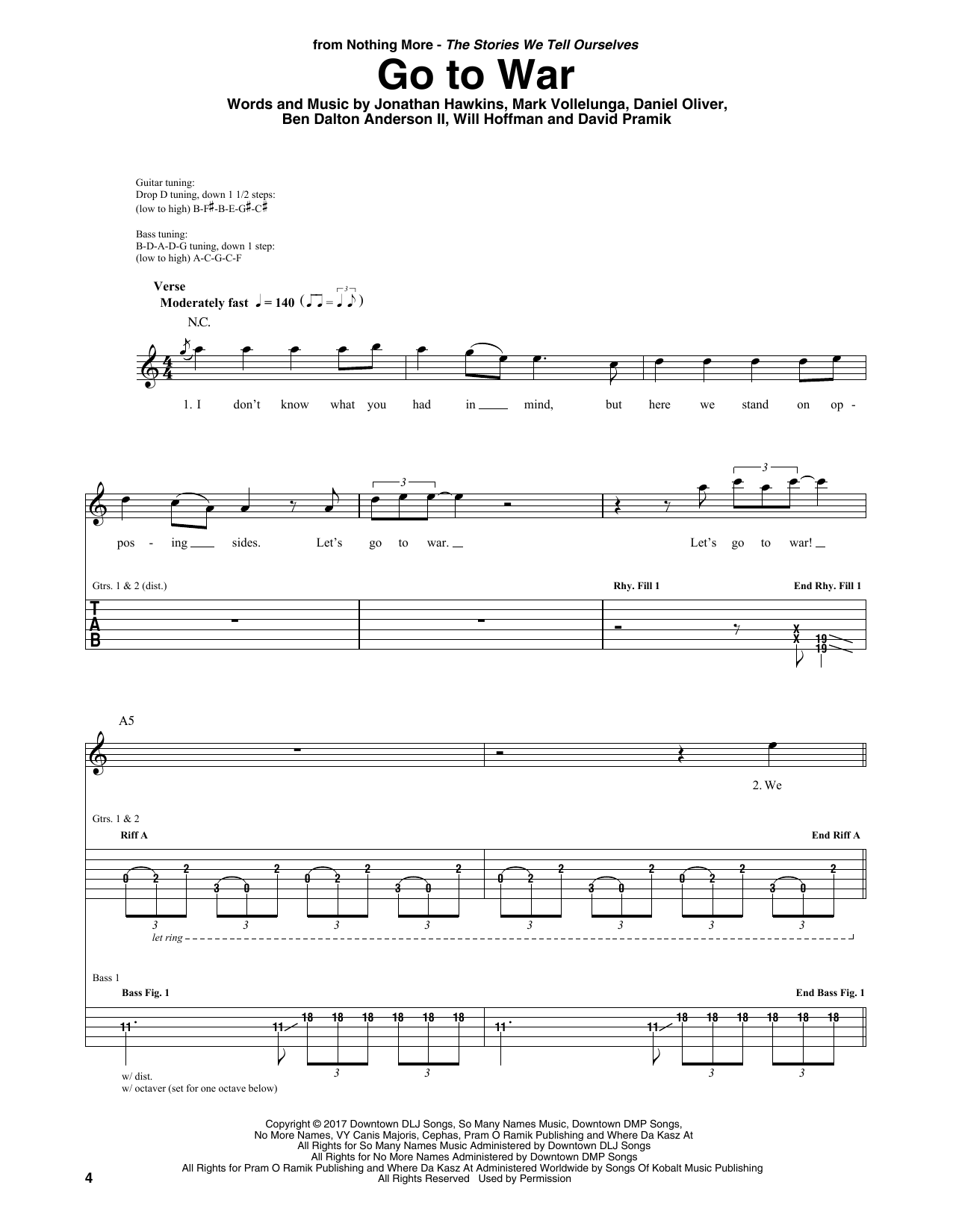 Download Nothing More Go To War Sheet Music
