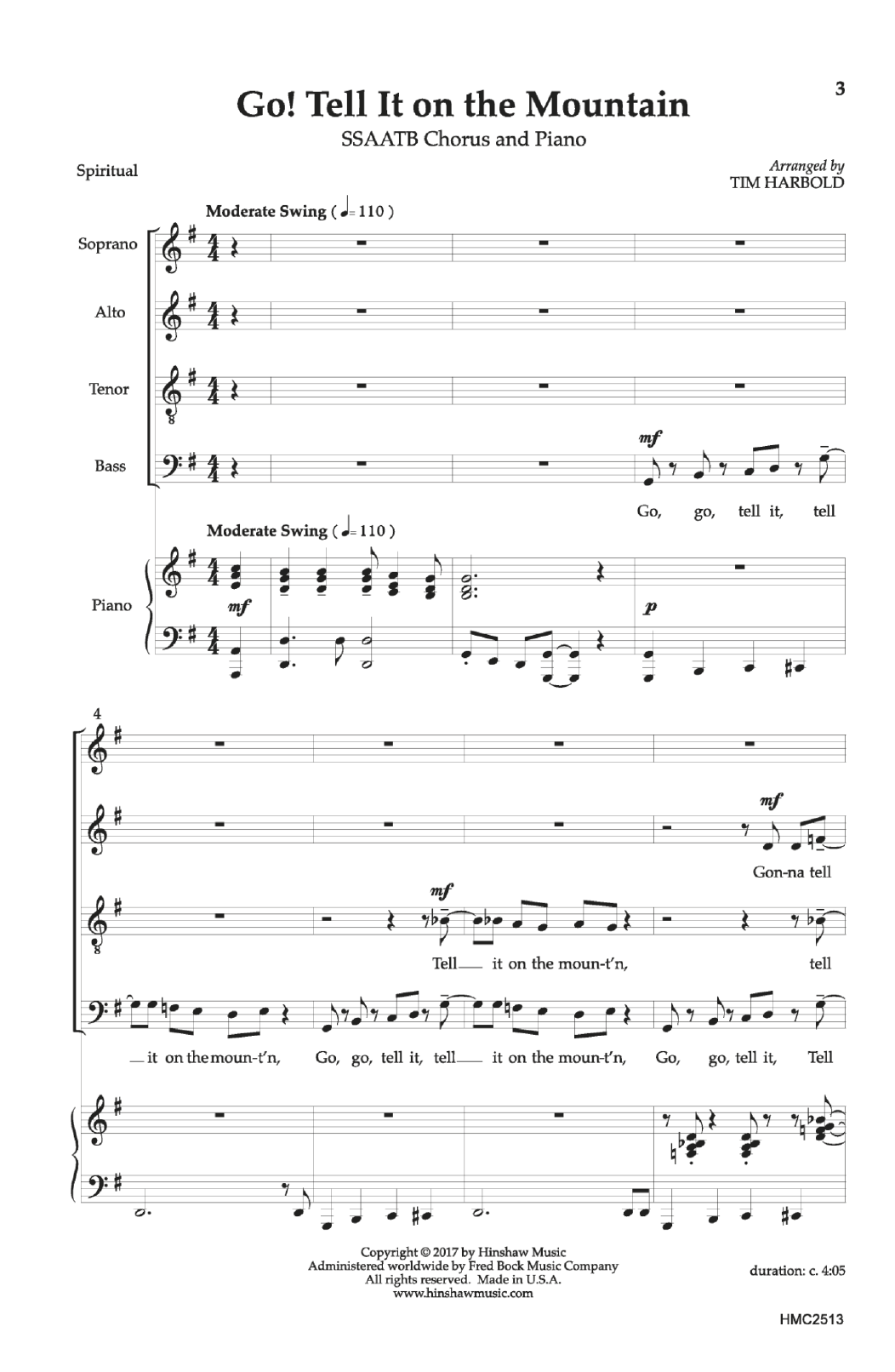 Download Tim Harbold Go! Tell It on the Mountain Sheet Music