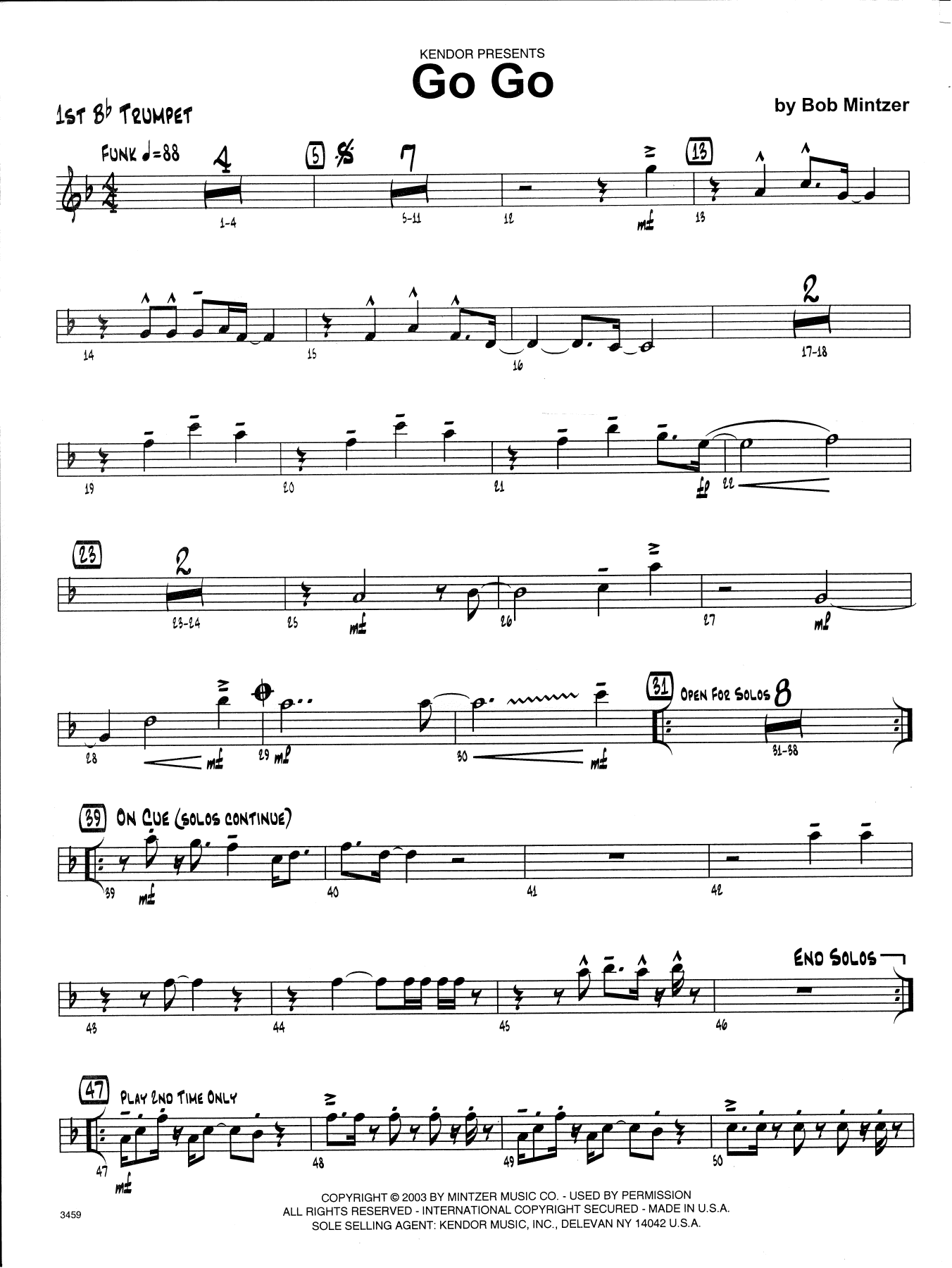 Download Bob Mintzer Go Go - 1st Bb Trumpet Sheet Music