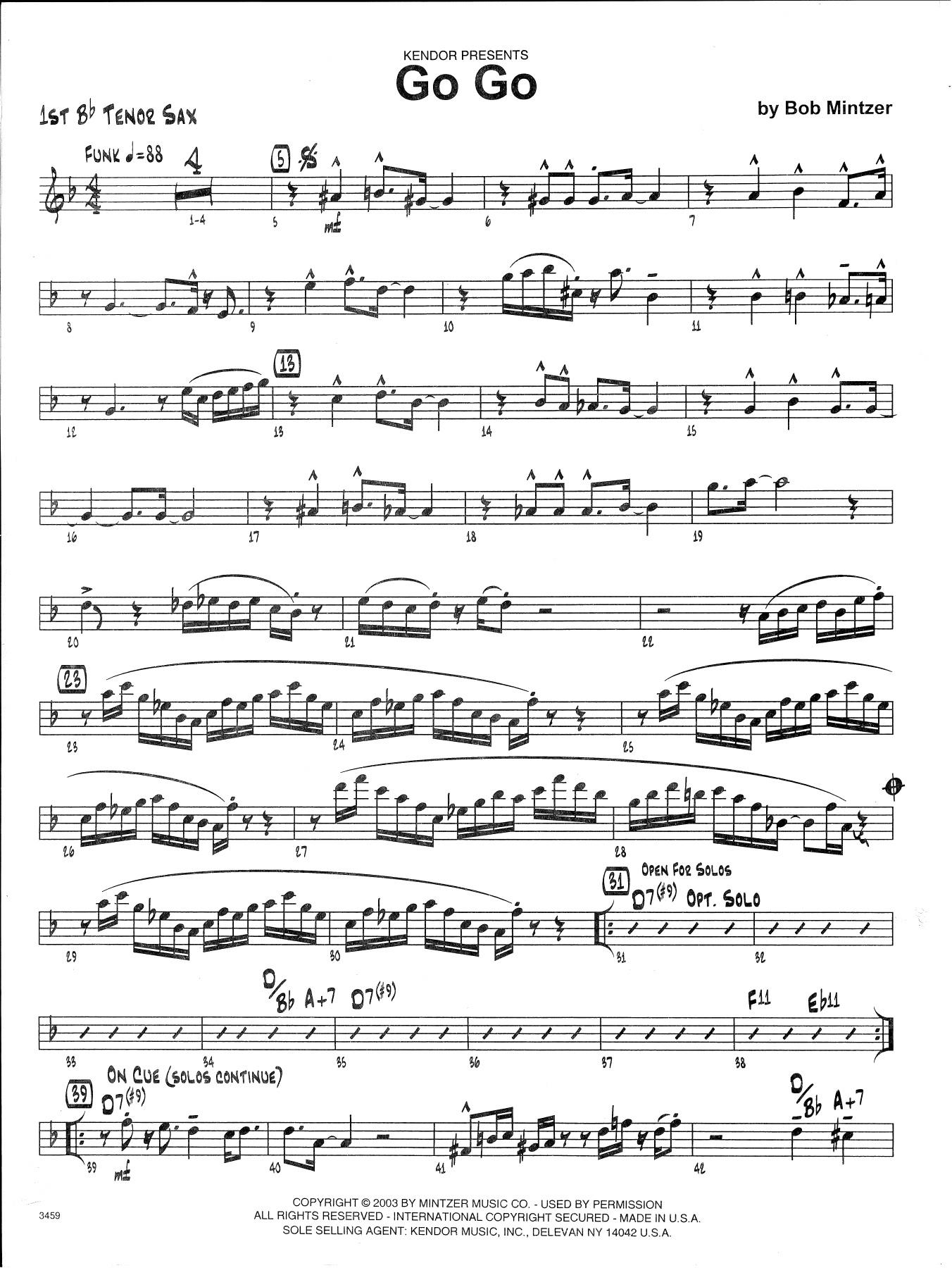 Download Bob Mintzer Go Go - 1st Tenor Saxophone Sheet Music