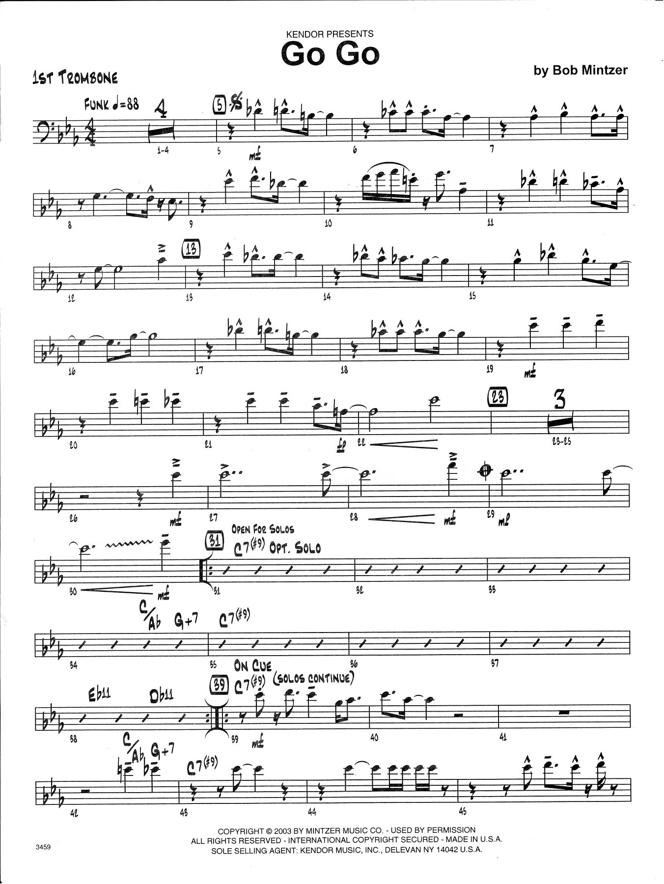 Download Bob Mintzer Go Go - 1st Trombone Sheet Music