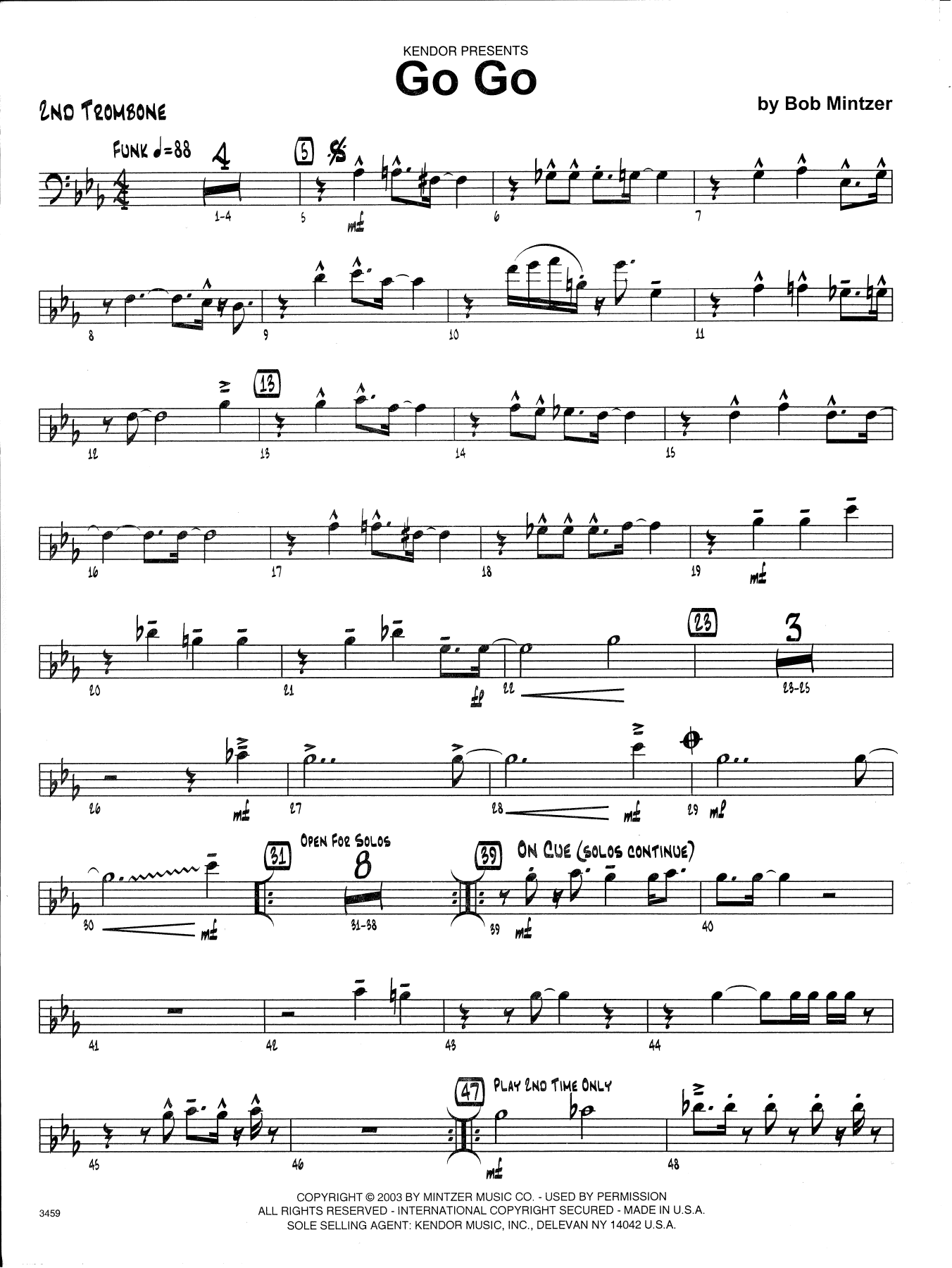 Download Bob Mintzer Go Go - 2nd Trombone Sheet Music