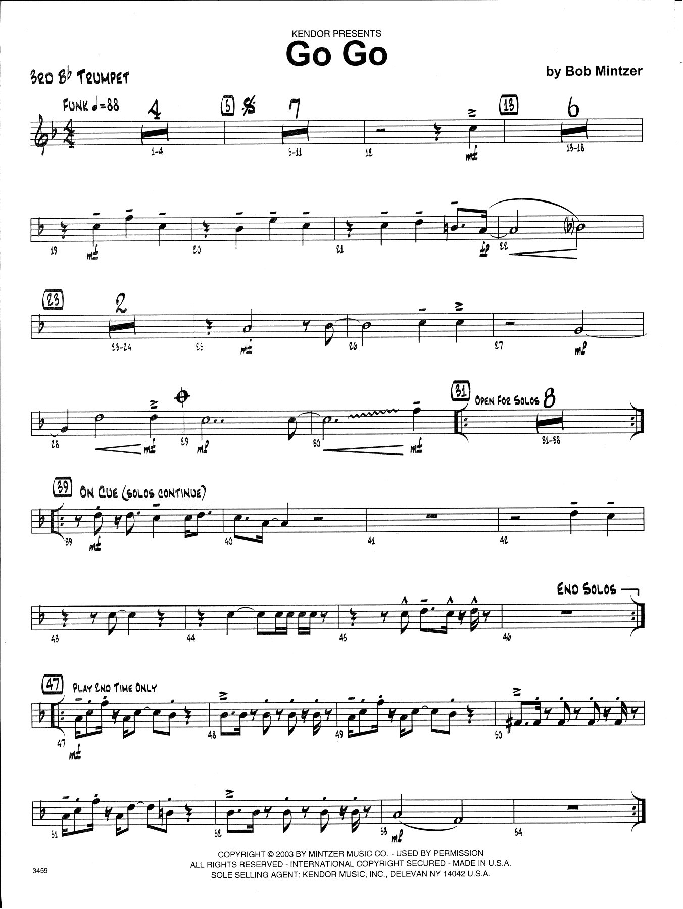Download Bob Mintzer Go Go - 3rd Bb Trumpet Sheet Music