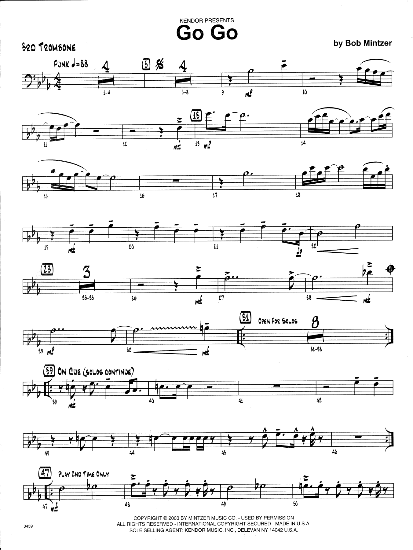 Download Bob Mintzer Go Go - 3rd Trombone Sheet Music