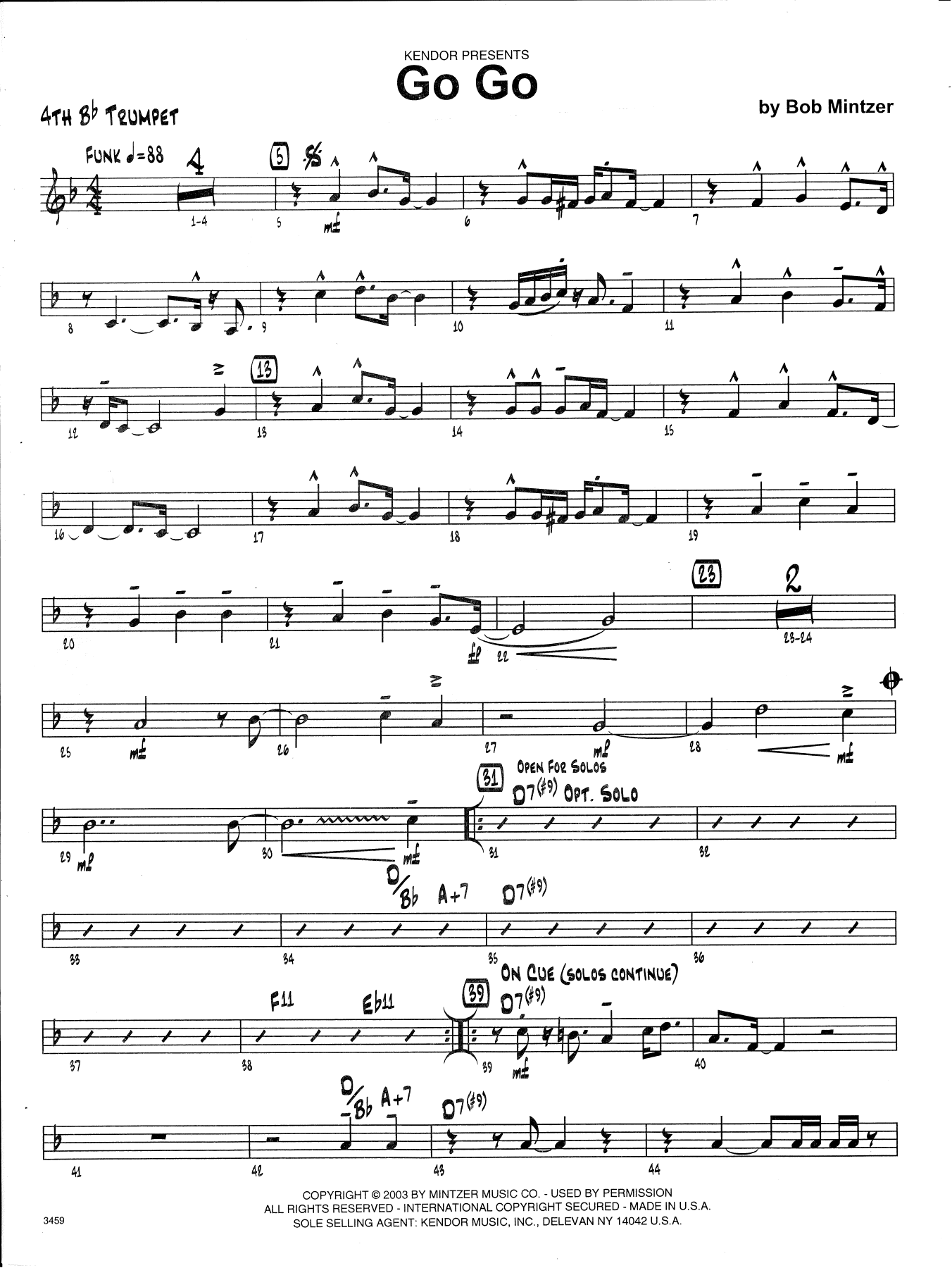 Download Bob Mintzer Go Go - 4th Bb Trumpet Sheet Music