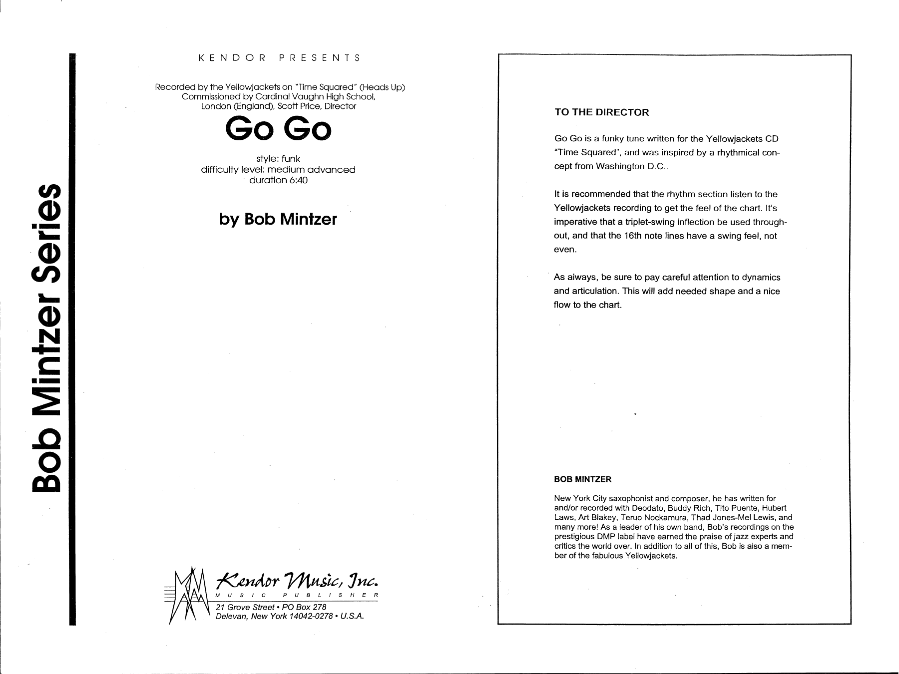 Download Bob Mintzer Go Go - Full Score Sheet Music